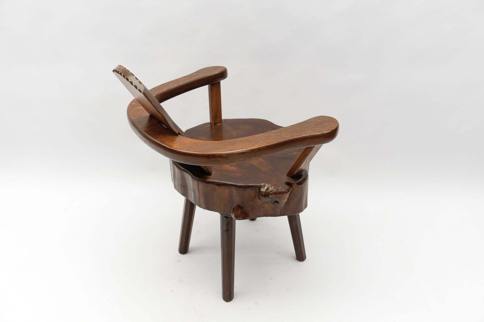 Furniture Mid Century Modern French Wooden Armchair, Pierre Chapo Attributed, 1960s photo