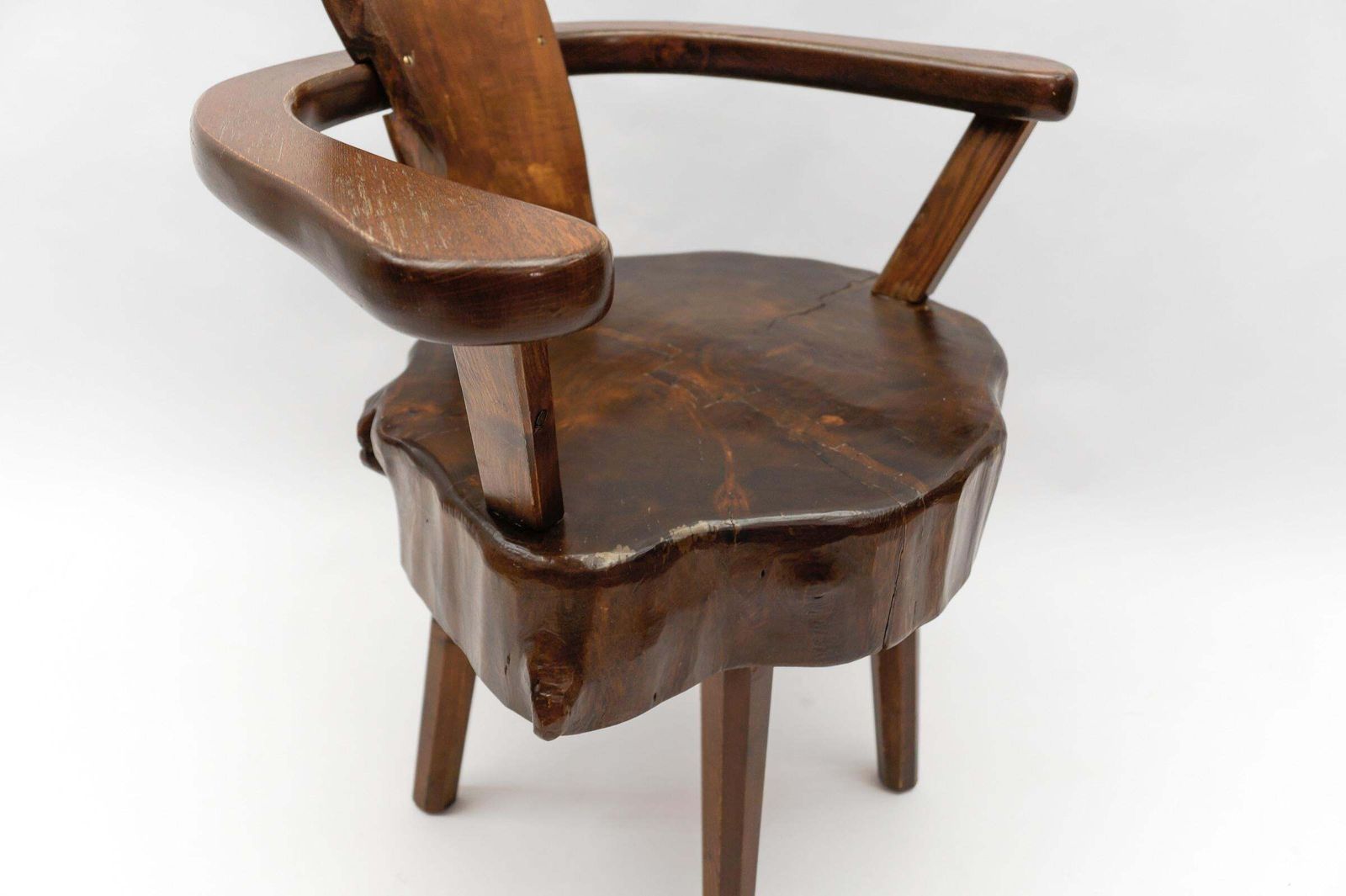 photo vinterior Mid Century Modern French Wooden Armchair, Pierre Chapo Attributed, 1960s