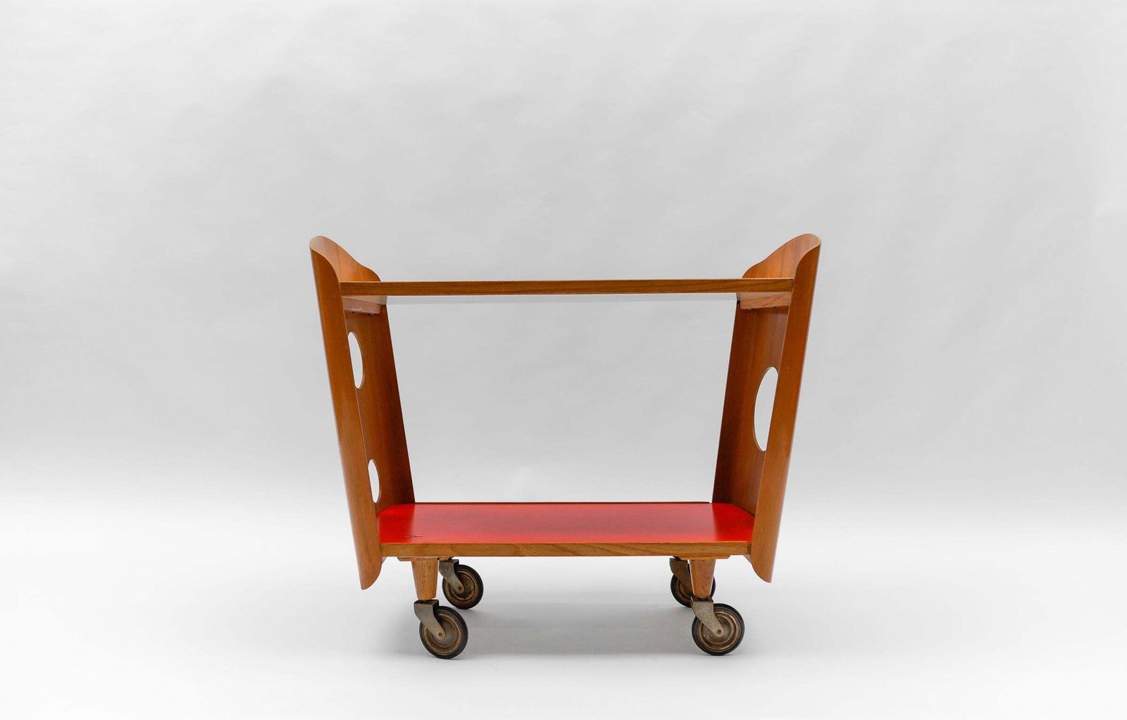 Stunning Mid Century Modern Serving Cart In Plywood, 1950s photo vintage