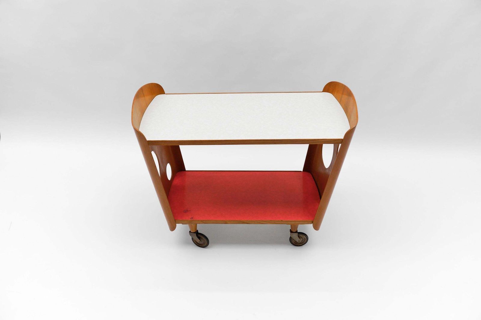 photo for sale Stunning Mid Century Modern Serving Cart In Plywood, 1950s