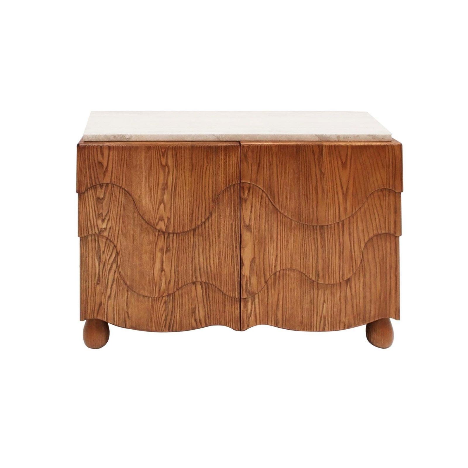 Pair Of Oak Wood Sideboards With Travertine Top. Italian Contemporary Design photo furniture