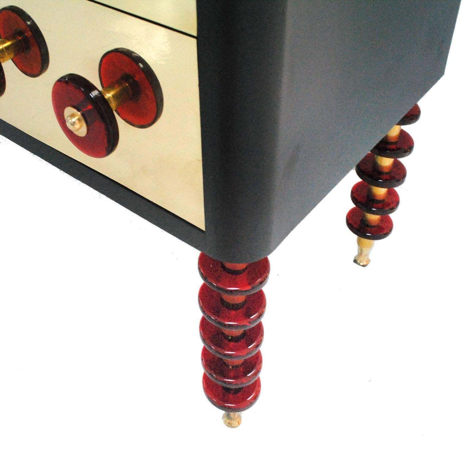 Midcentury Style Italian Sideboard Made Of Solid Wood Murano Glass And Brass photo buy