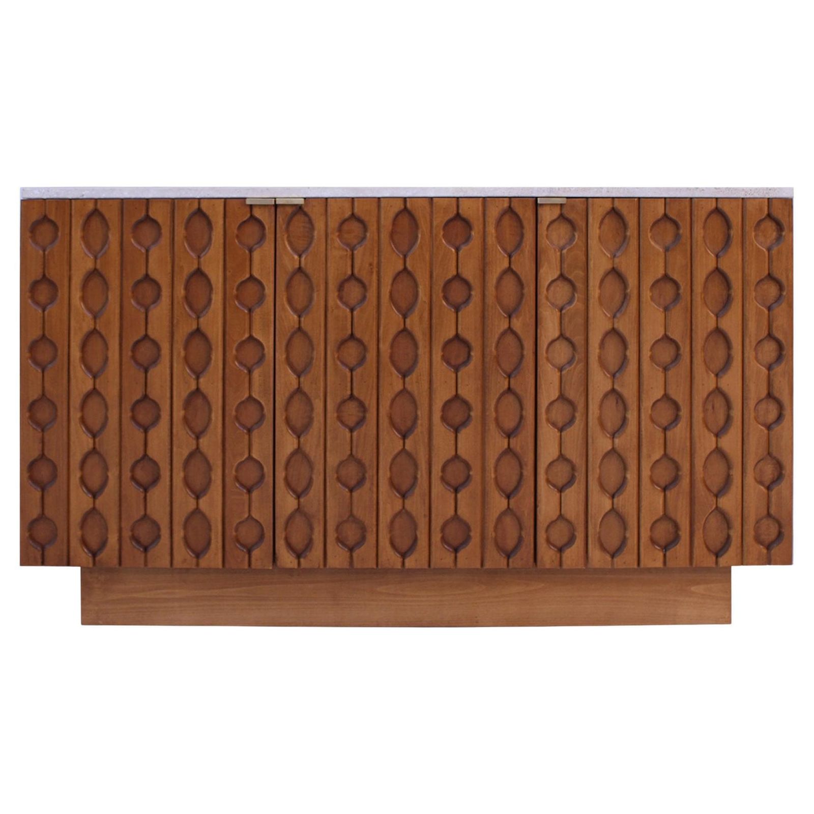 Contemporary Pair Of Italian Sideboards Made Of Solid Wood And Travertine photo furniture