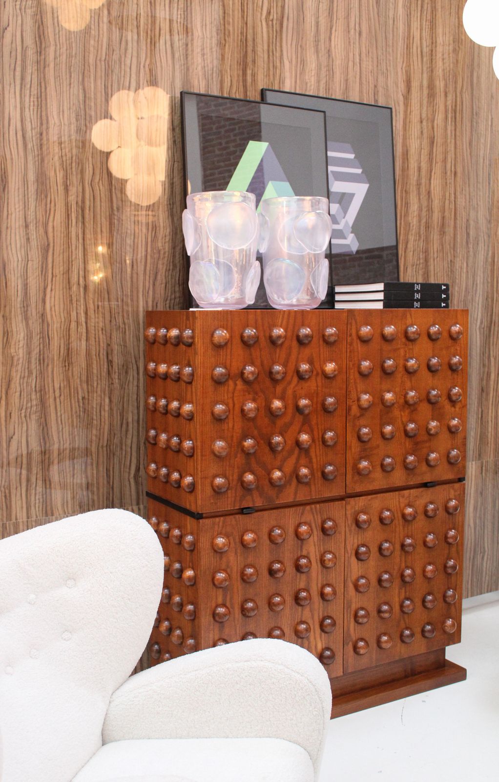 photo vinterior Brutalist Style Italian Dry Bar Made Of Oak Wood, Drinks Cabinet