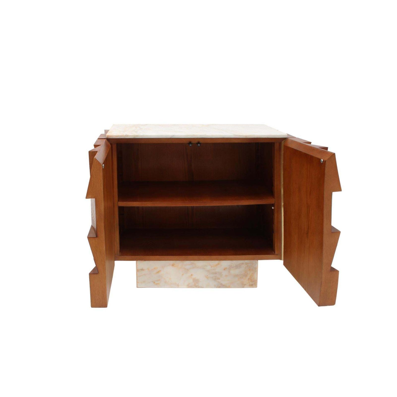Contemporary Modern Pair Of Sideboards In Wood And Siena Marble Top, Italy photo buy