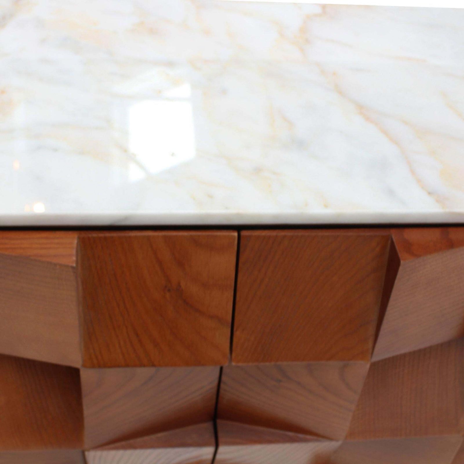 photo furniture Contemporary Modern Pair Of Sideboards In Wood And Siena Marble Top, Italy