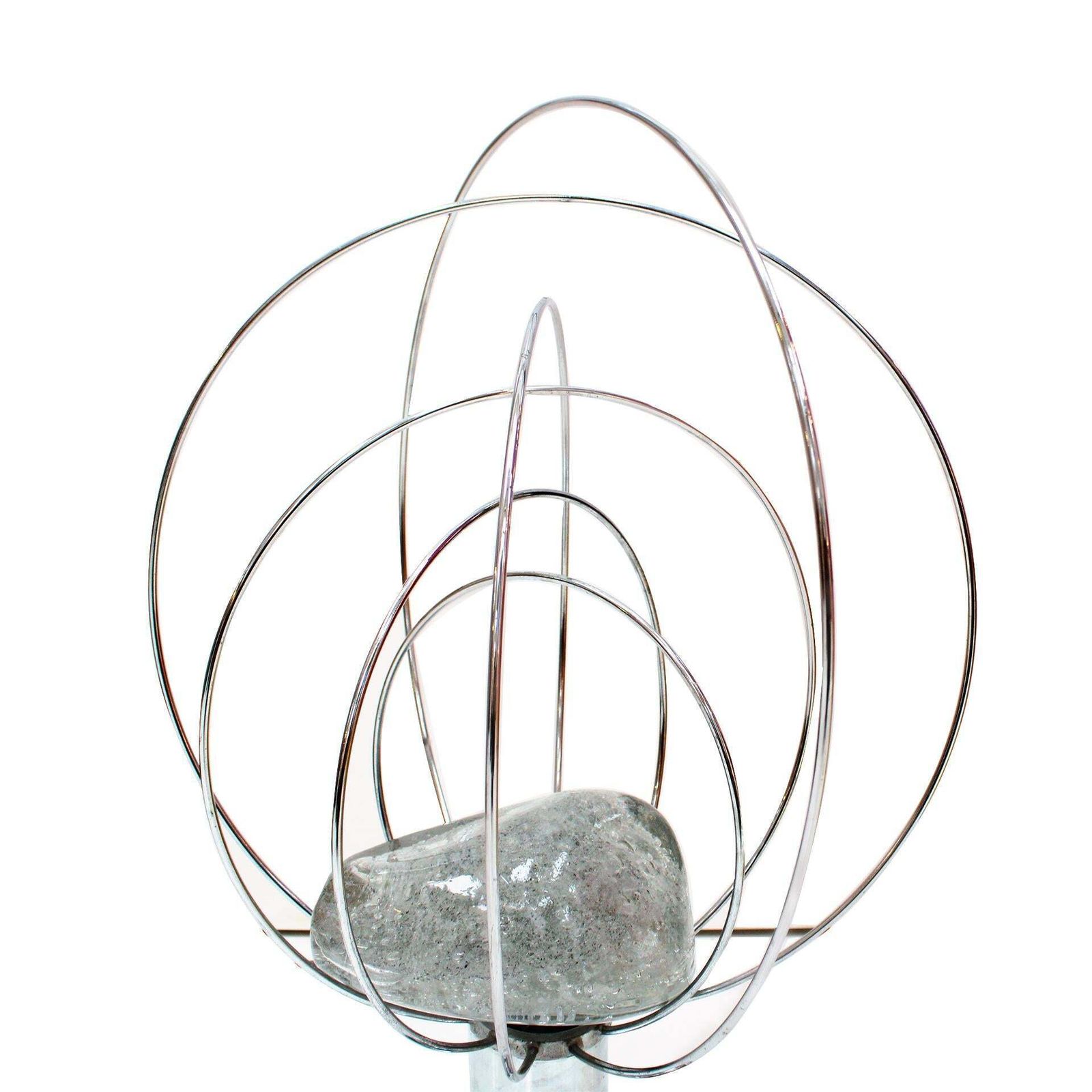 Barnaba Silver Color Table Lamp By Angelo Brotto For Fase. Italy, 1970s. photo vinterior