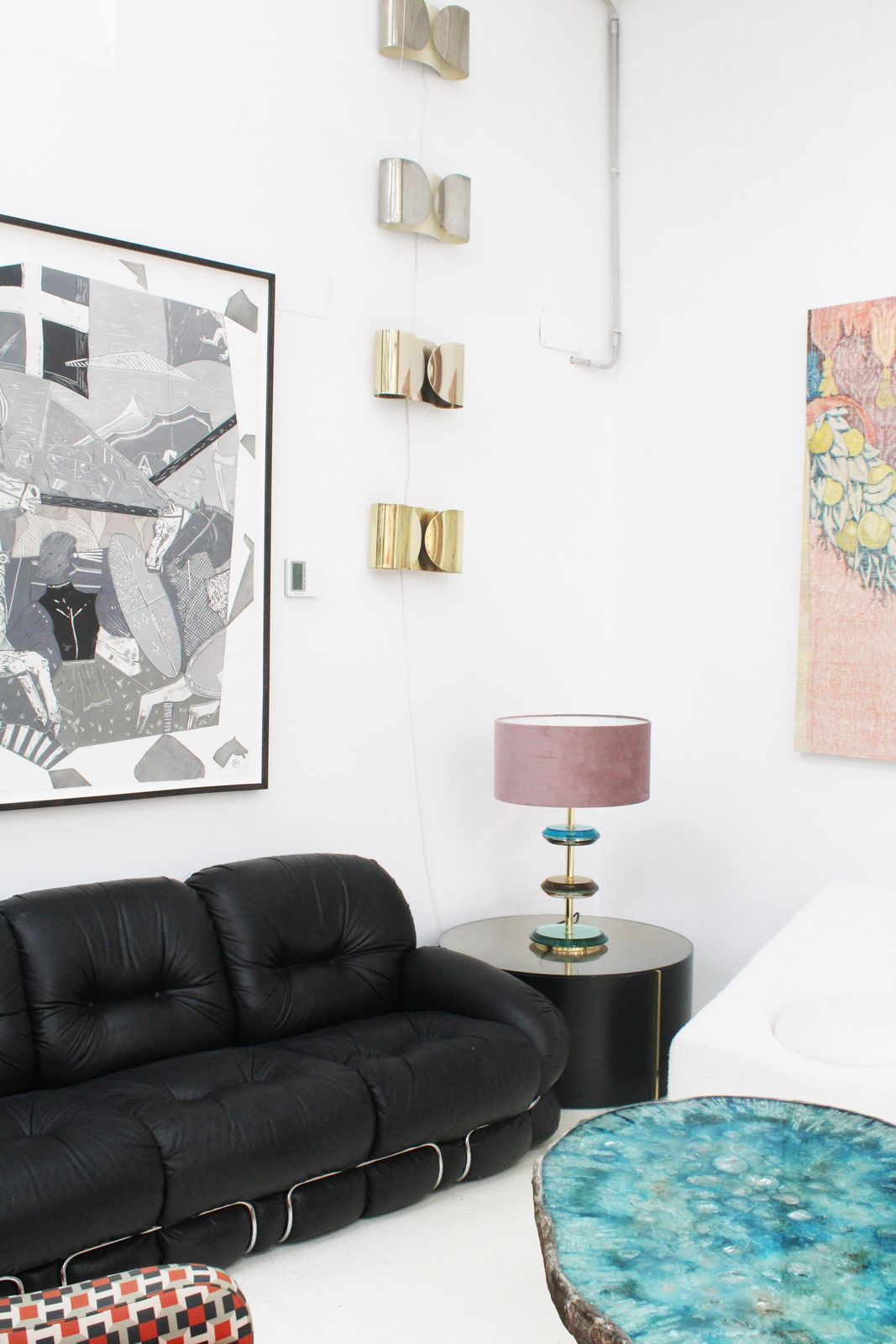 photo furniture Mid Century Modern Style Murano Glass And Brass Pair Of Italian Table Lamps