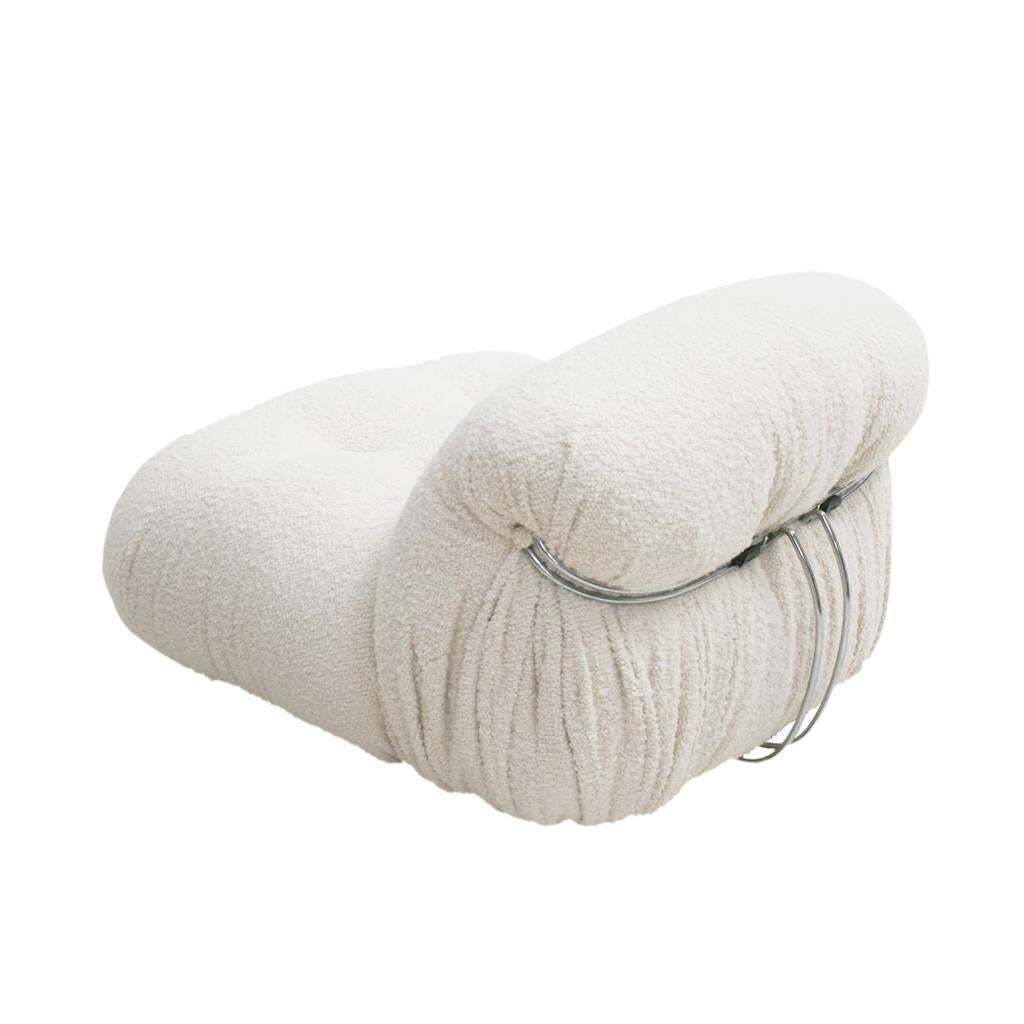 photo furniture Midcentury White Wool Soriana Sofa And 2 Armchairs By Tobia Scarpa For Cassina
