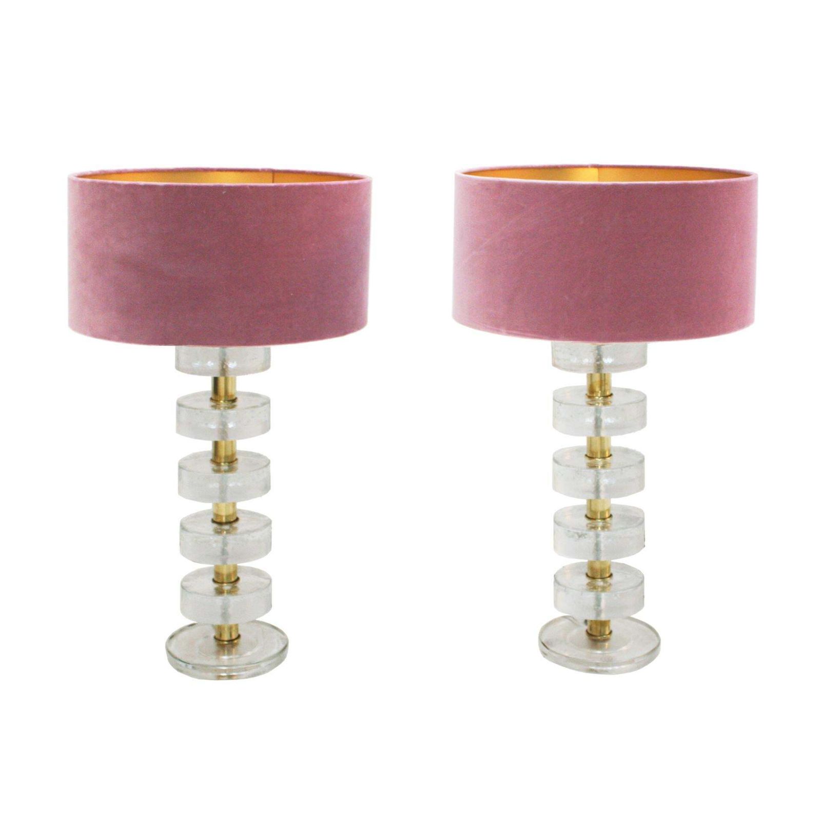 Mid Century Modern Style Pair Of Murano Glass Italian Table Lamps photo for sale