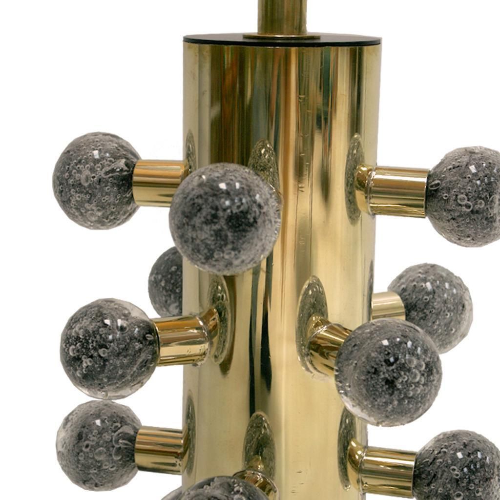 Mid Century Style Grey Murano Glass And Brass Italian Table Lamps photo buy