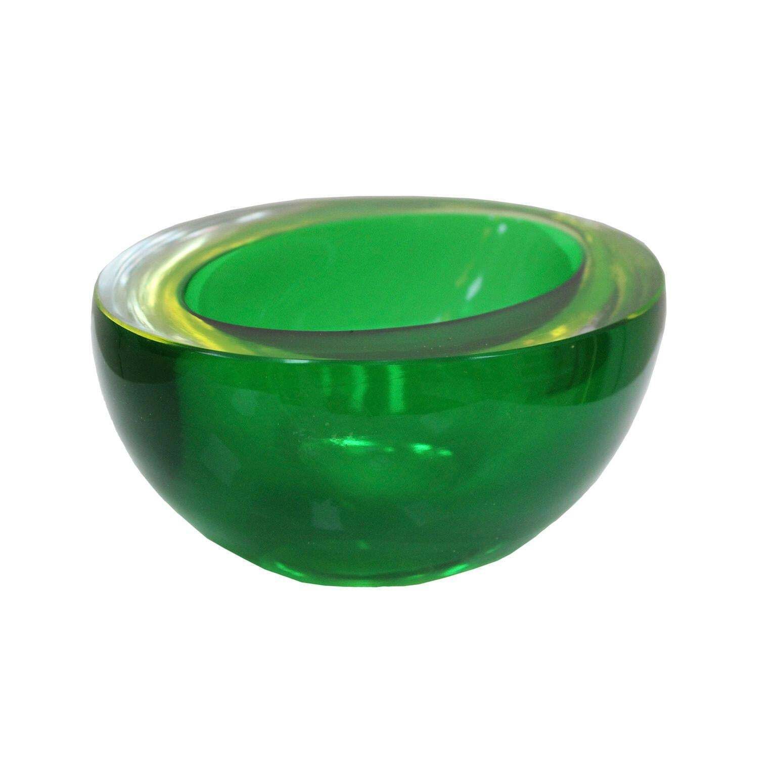 Mid Century Modern Green Sommerso Murano Glass Bowl By Flavio Poli 1950 photo furniture