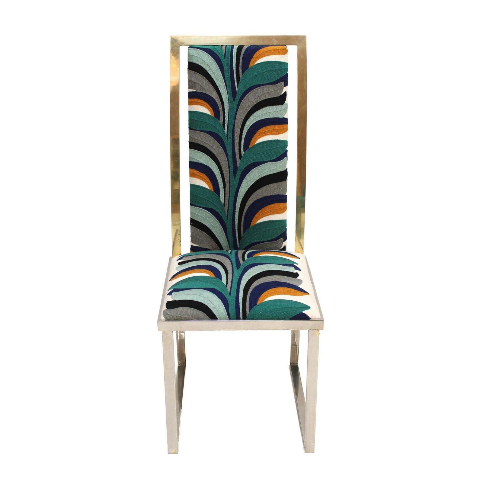 Eight Dining Chairs Made Of Brass & Steel By Michel Mangematin, Ready To Ship photo furniture