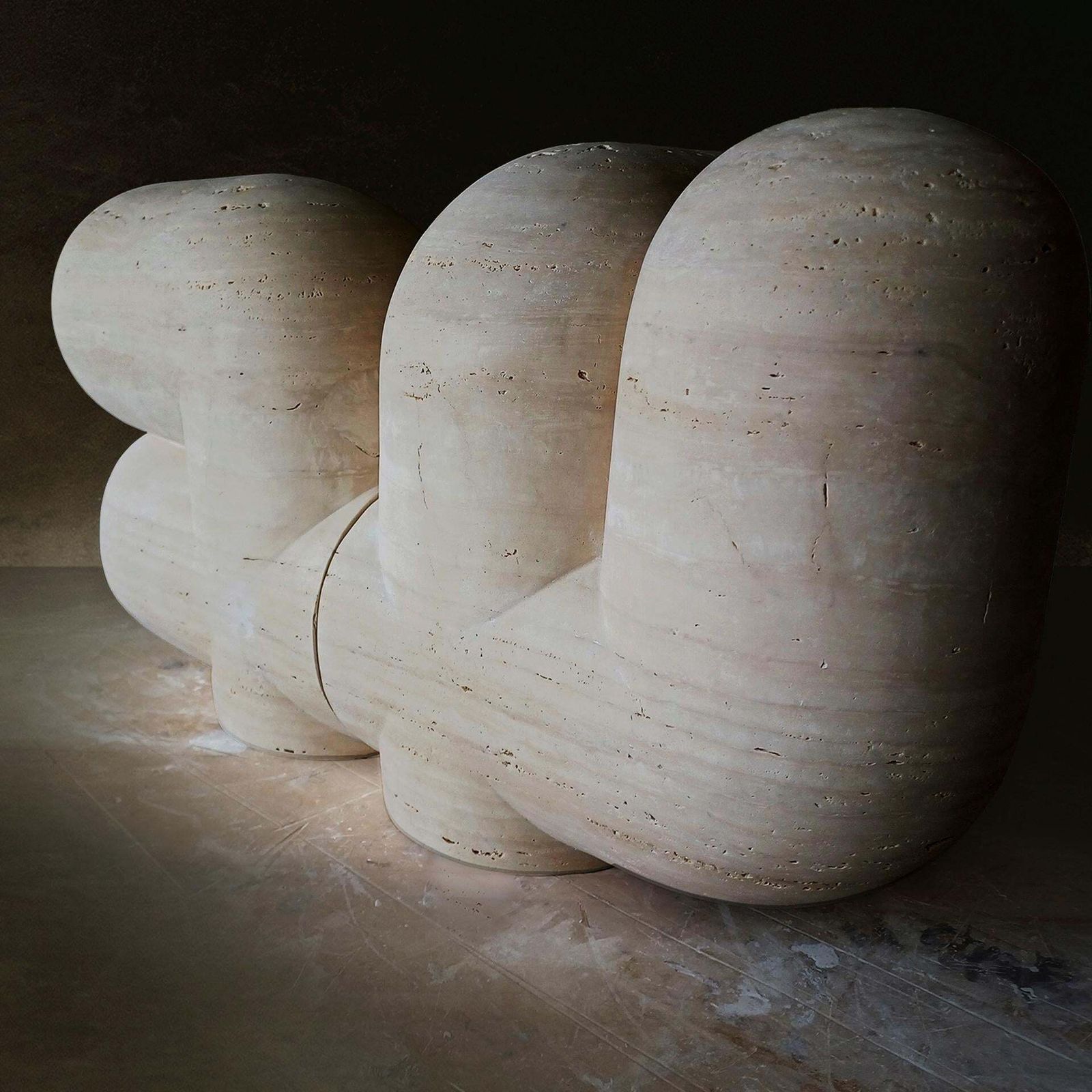 Sculptural And Organic Stools Made Of Travertine Marble By Pepe Guerrero photo vinterior