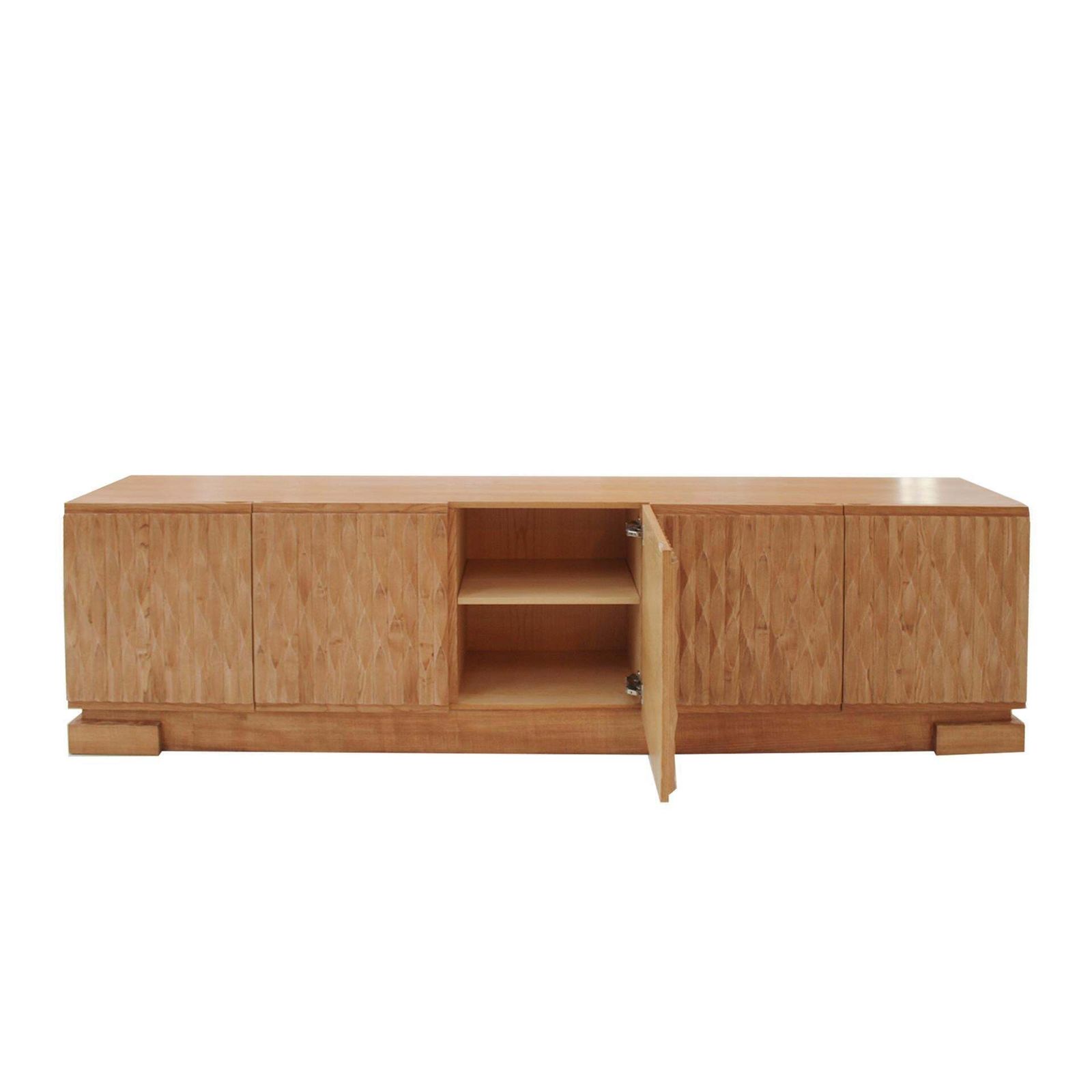 Italian Oak Wood Sideboard With Hand Carved Patterns In The Doors, Italy photo Furniture