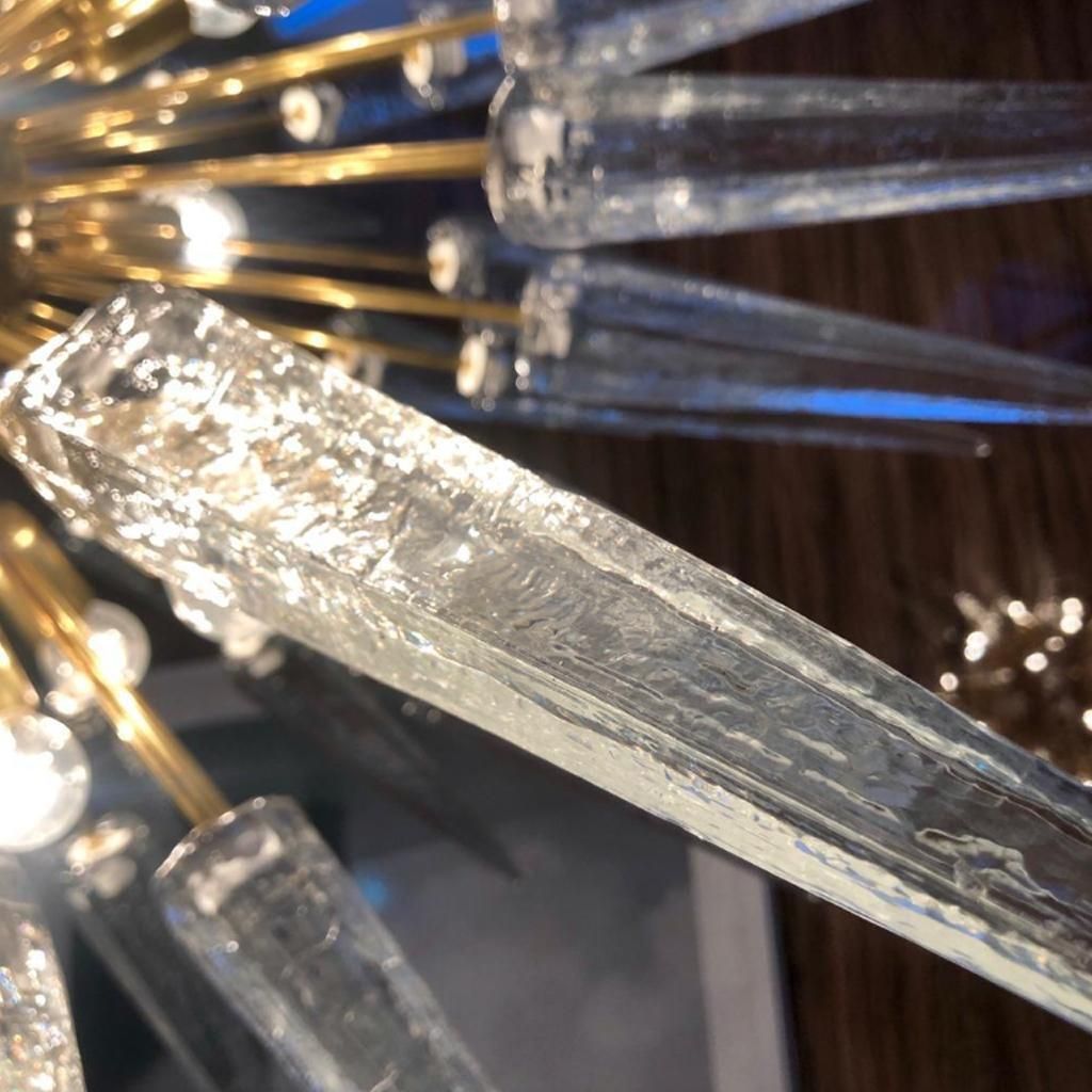 Mid Century Modern Style Sputnik Murano Glass And Brass Italian Chandelier photo vinterior