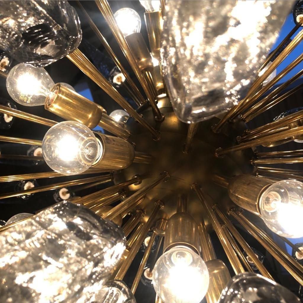 Mid Century Modern Style Sputnik Murano Glass And Brass Italian Chandelier photo buy