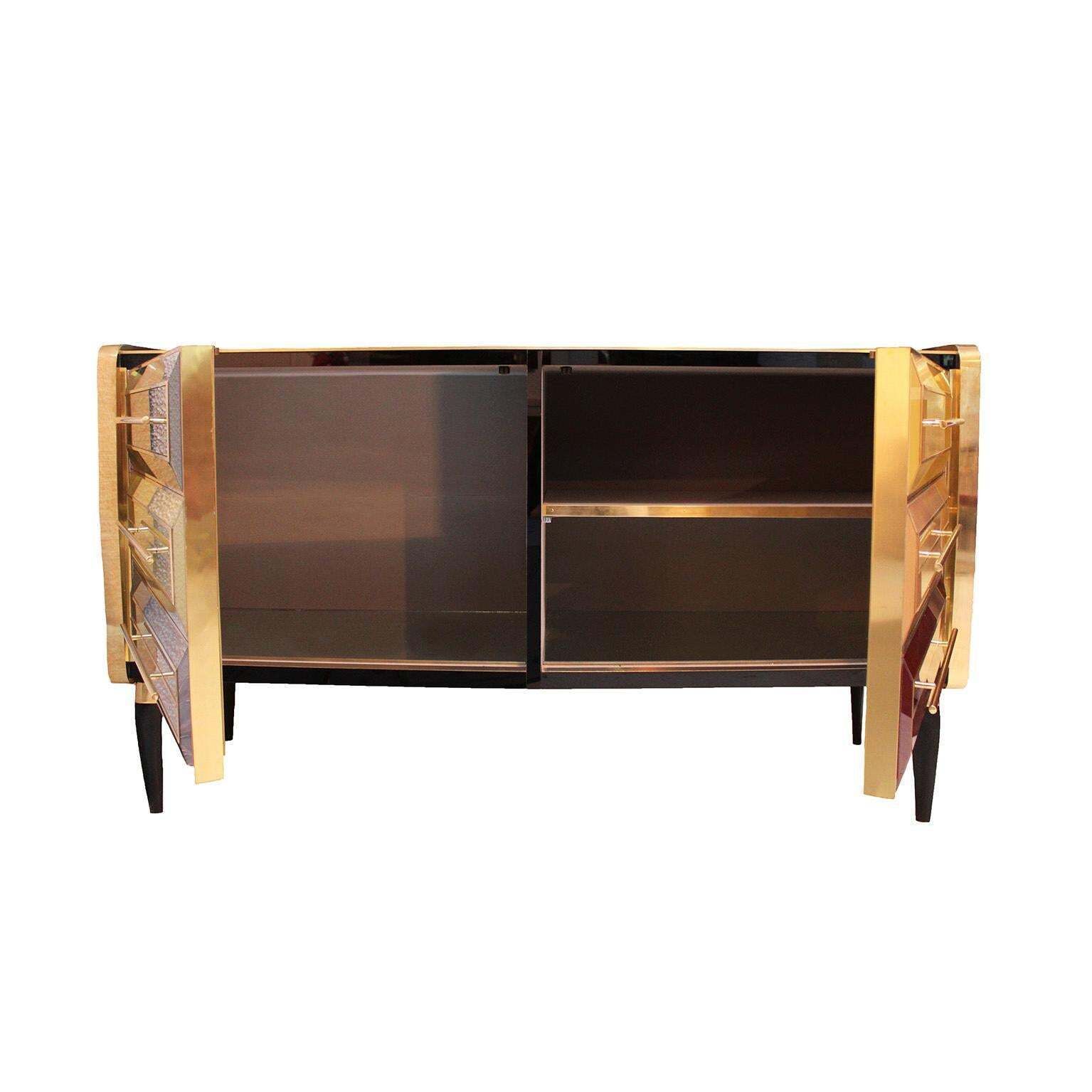 Mid Century Solid Wood And Colored Glass Bar Furniture, Italy 1950's photo furniture