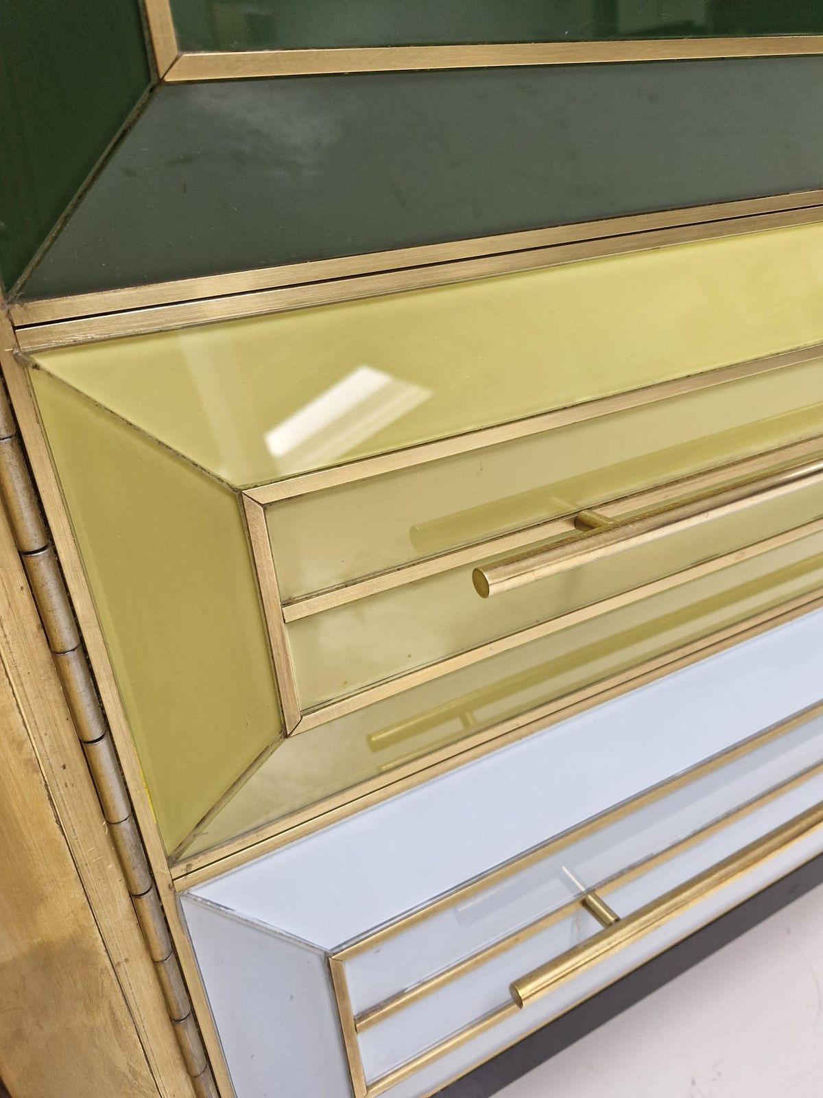 Mid Century Solid Wood And Colored Glass Bar Furniture, Italy 1950's photo buy