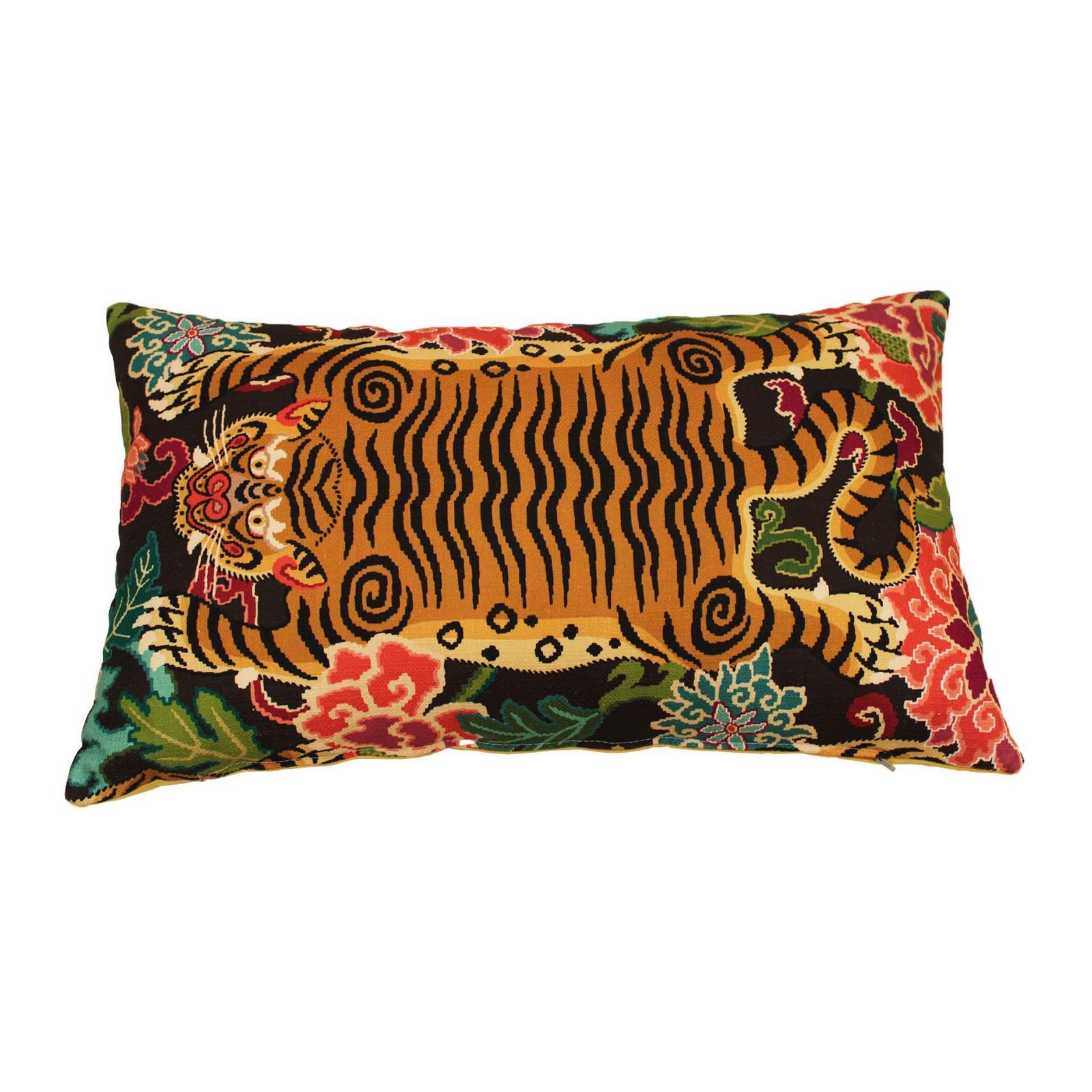 Pair Of Cushions With Contemporary Jungle Print & Grey Velvet And Cotton photo Textiles