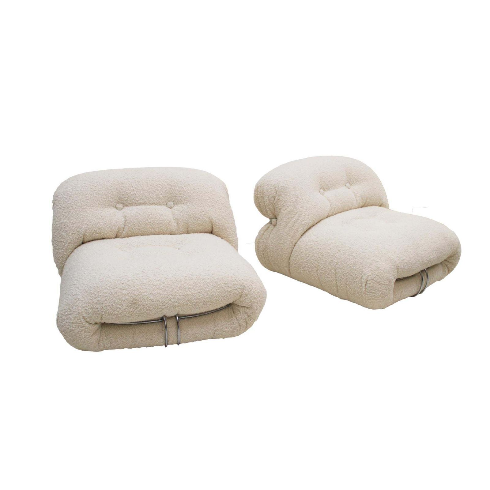 Mid Century White Wool "Soriana" Armchairs By Tobia Scarpa Edited By Cassina photo Furniture