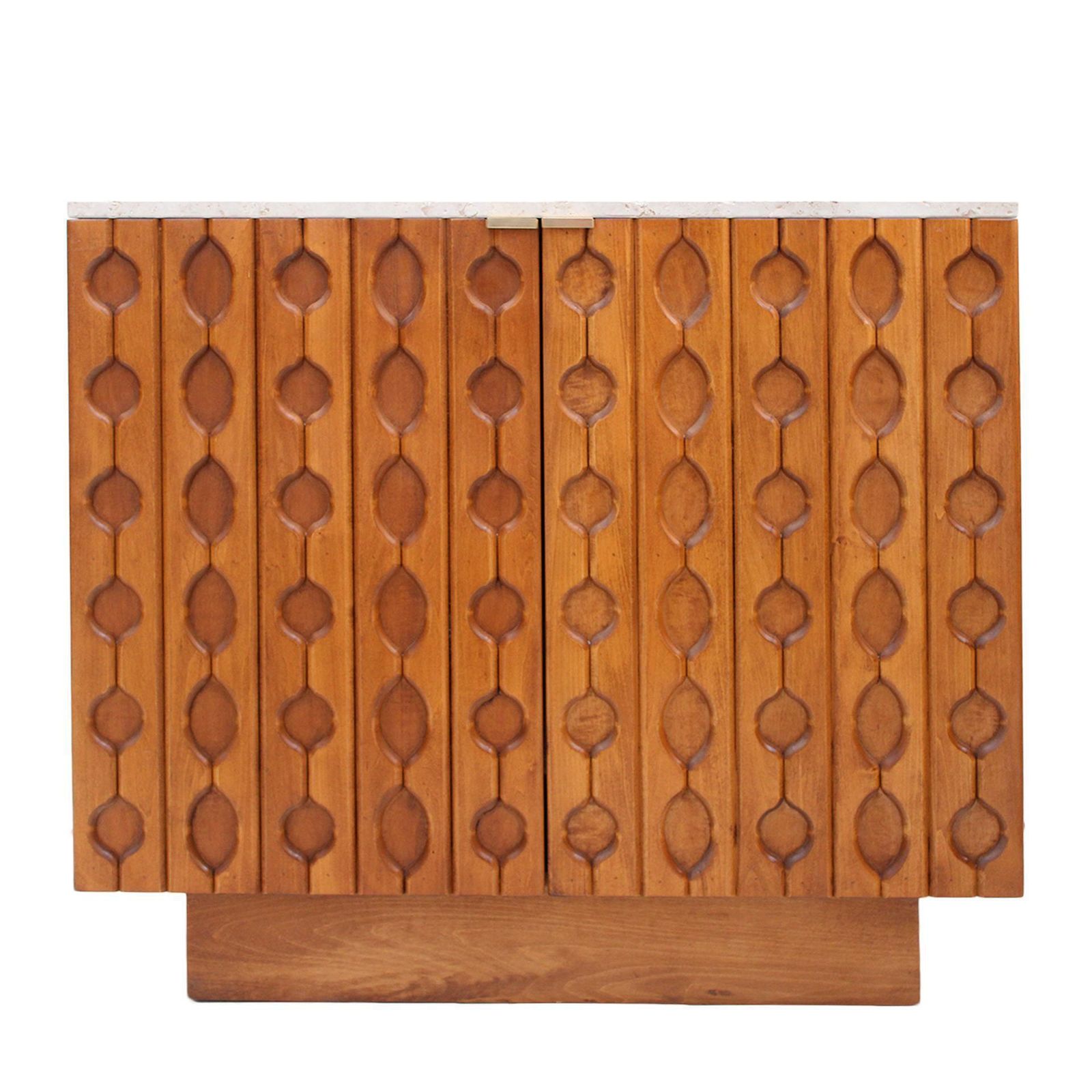 Contemporary Pair Of Italian Sideboards Made Of Solid Wood And Travertine photo for sale