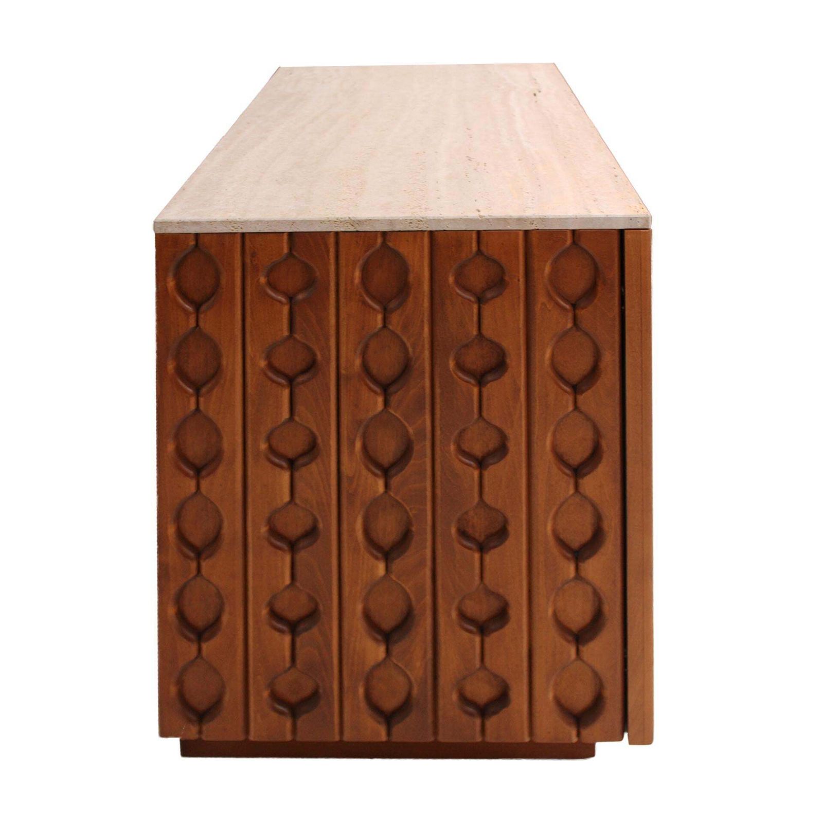 Contemporary Pair Of Italian Sideboards Made Of Solid Wood And Travertine photo 8186.0