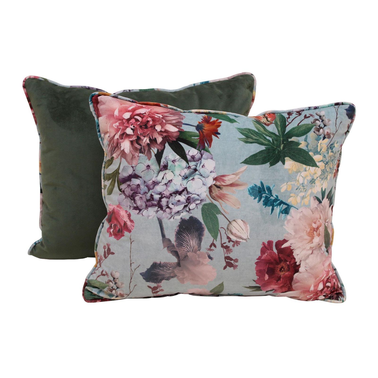 Unique Pair Of Cushions With Floral Cotton Velvet Fabric, Spain photo 412.0