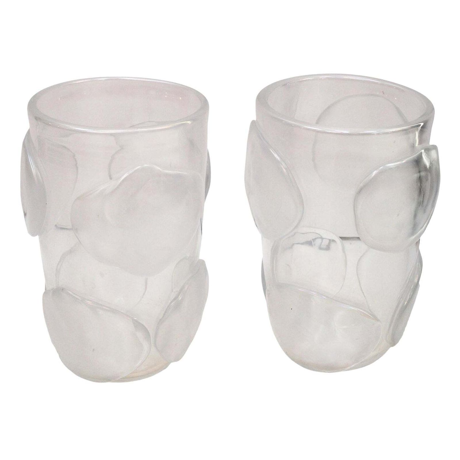 Pair Of Mid Century Modern Costantini Murano Glass Italian Vases