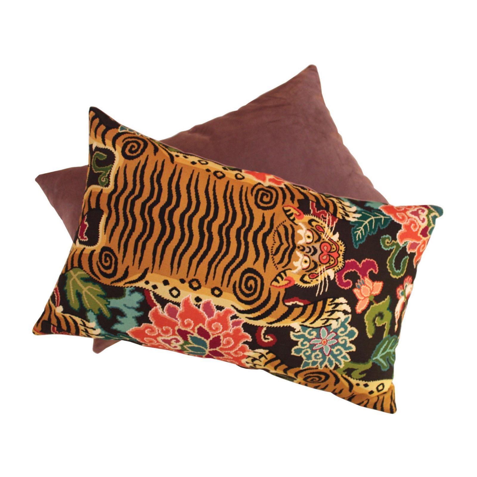 Cushion Withcontemporary Jungle Print In Velvet And Cotton photo furniture