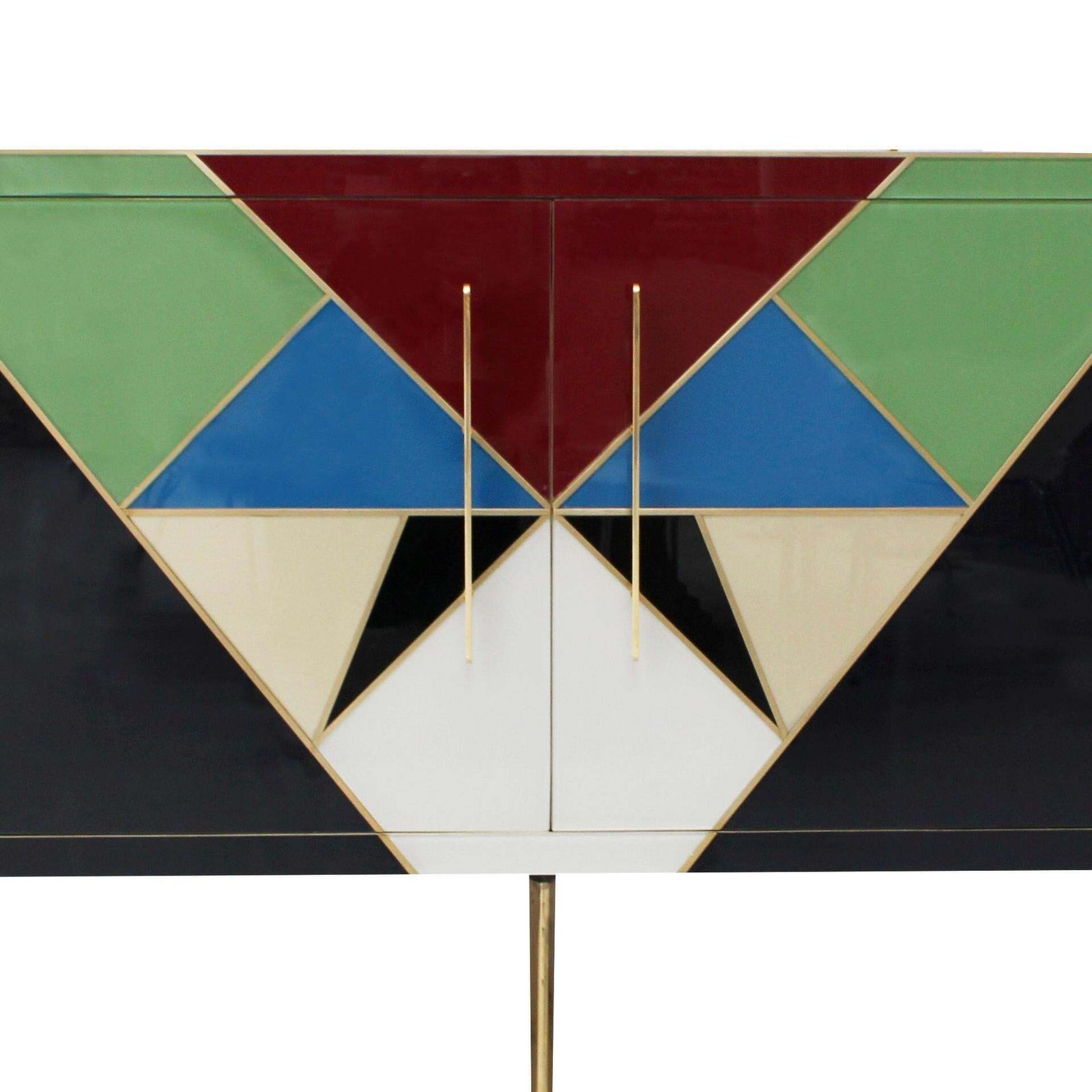 Mid Century Modern Style Italian Sideboard Made Of Wood Brass And Colored Glass photo buy