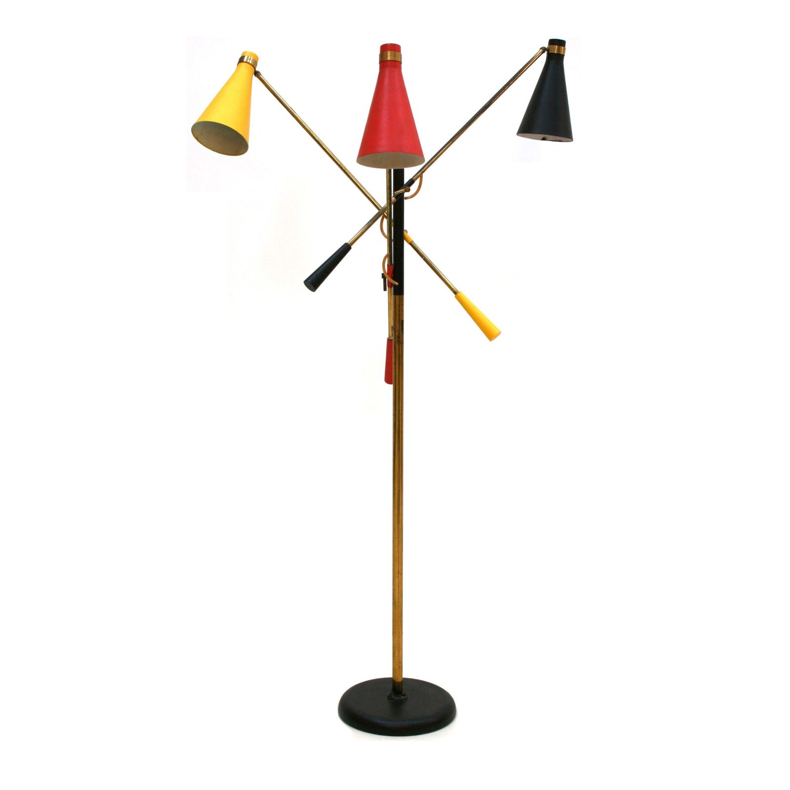 Mid Century Modern Oscar Torlasco Brass And Colored Italian Floor Lamp photo furniture