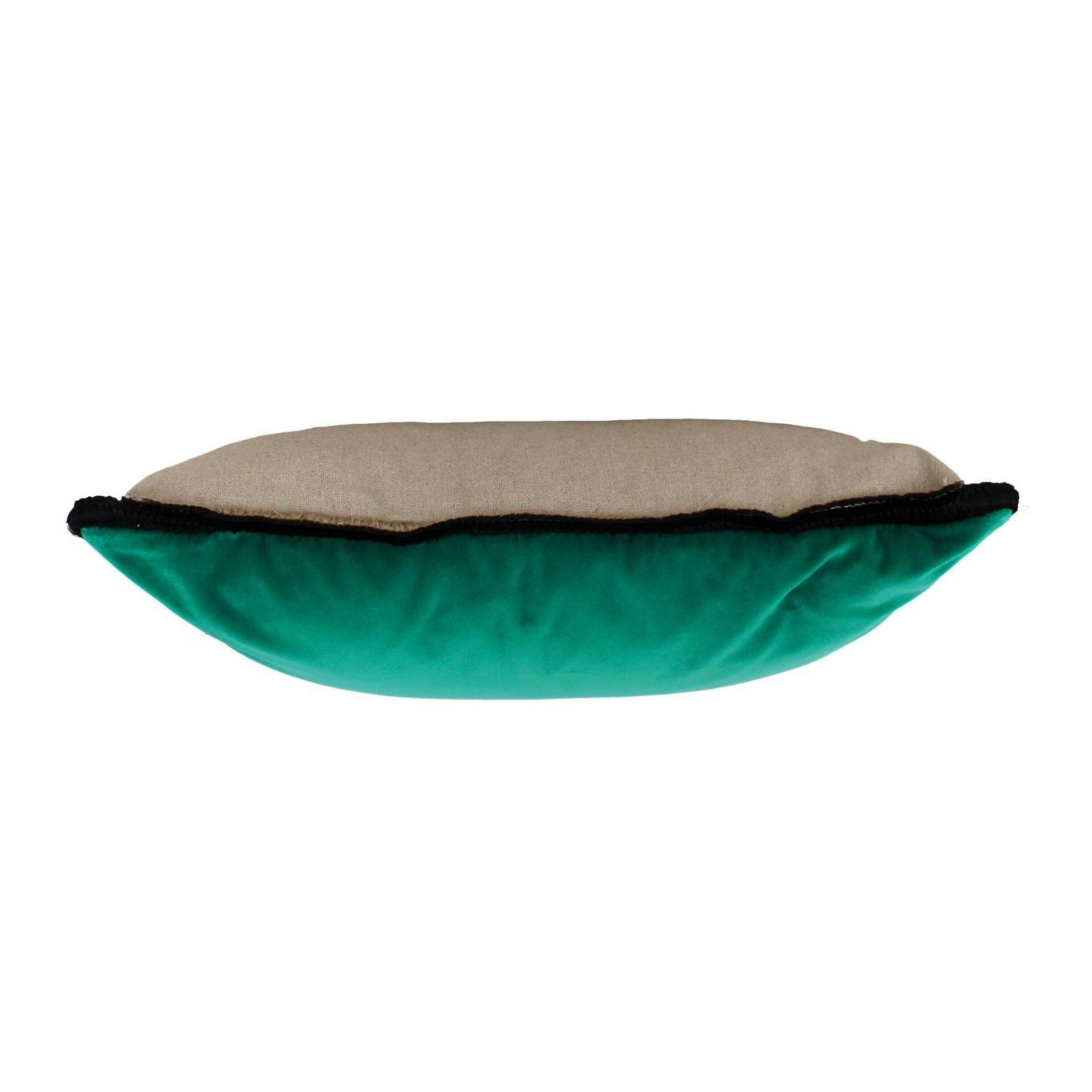 Green Velvet Cushion In Cotton With Double Tinsel Trim And Linen Back photo 154.0