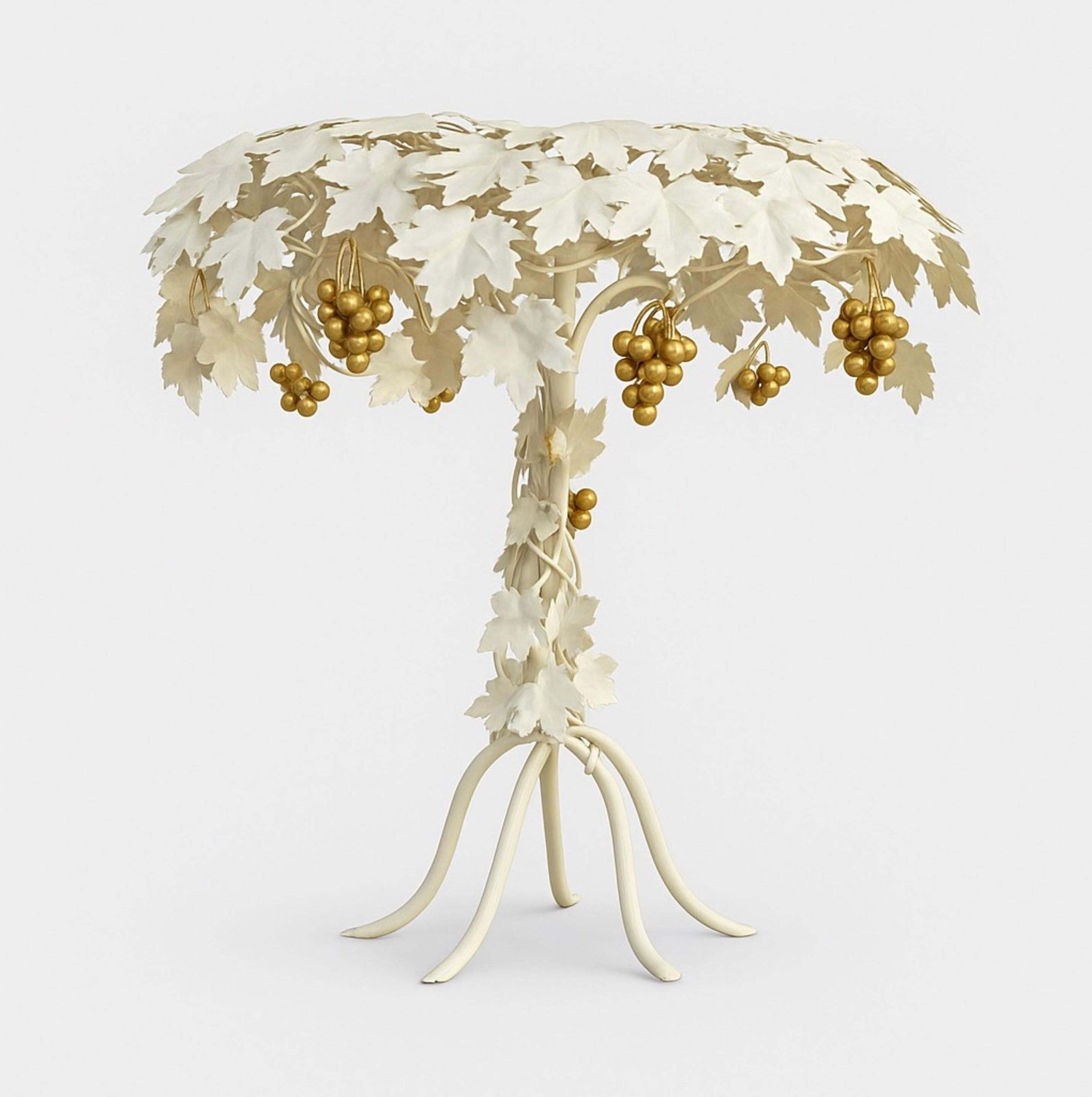 photo buy Hand Painted Metal Grapevine Table Lamp In Hollywood Regency / Art Nouveau Style
