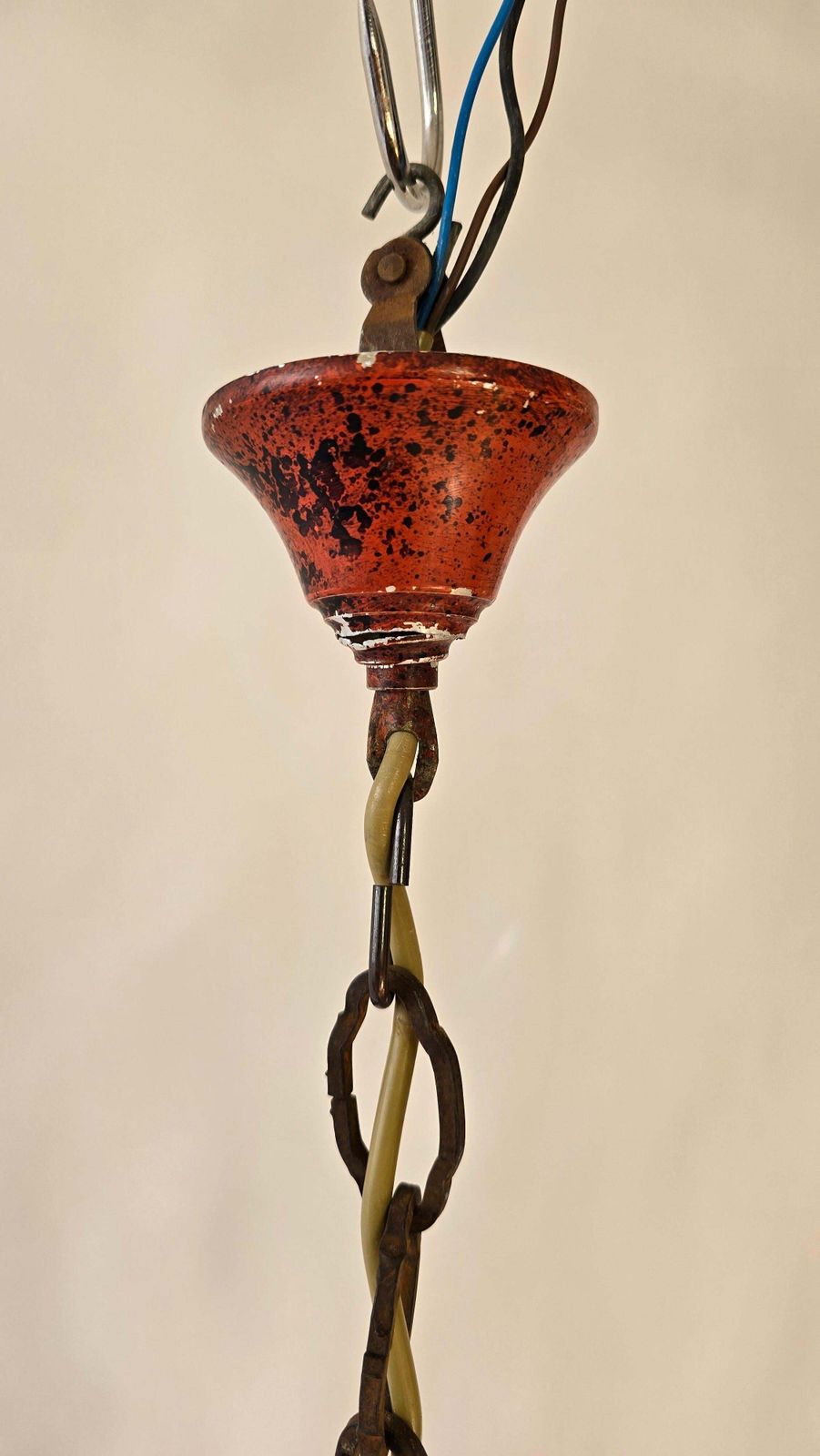 2839.0 Beautiful Wooden & Iron Chandelier With 16 Arms – Unique Red Finish photo