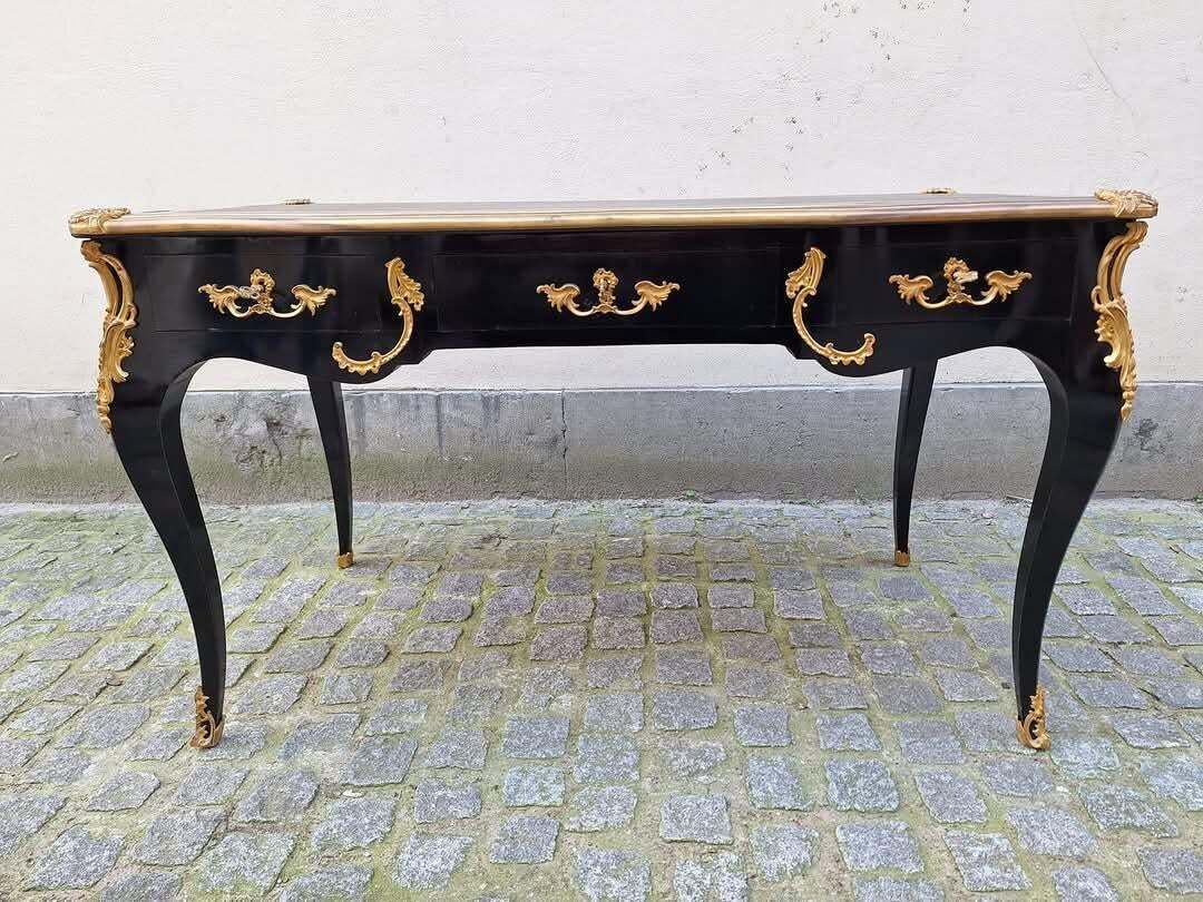 Gorgeous Louis XV Style, Ormolu Mounted, Bronze Dore, Bureau Plat, Writing Desk! photo vintage