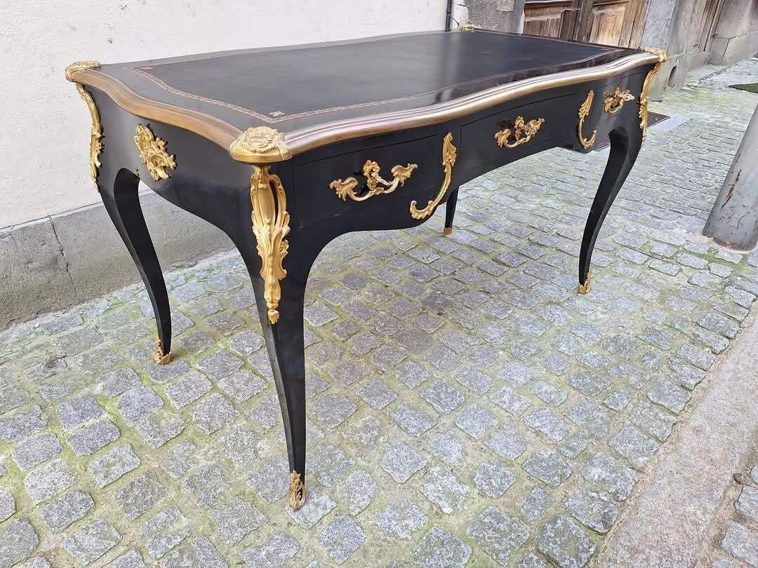 Furniture Gorgeous Louis XV Style, Ormolu Mounted, Bronze Dore, Bureau Plat, Writing Desk! photo
