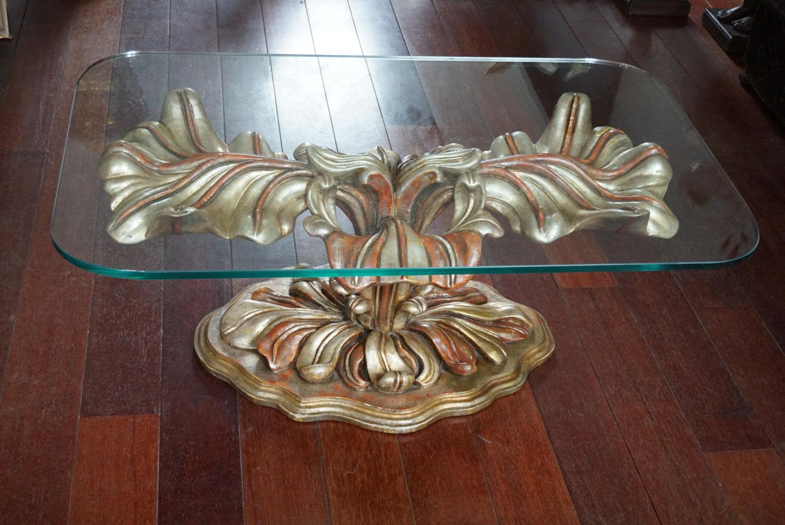 Italian Carved Wood Palm Tree Base Dining Table photo for sale