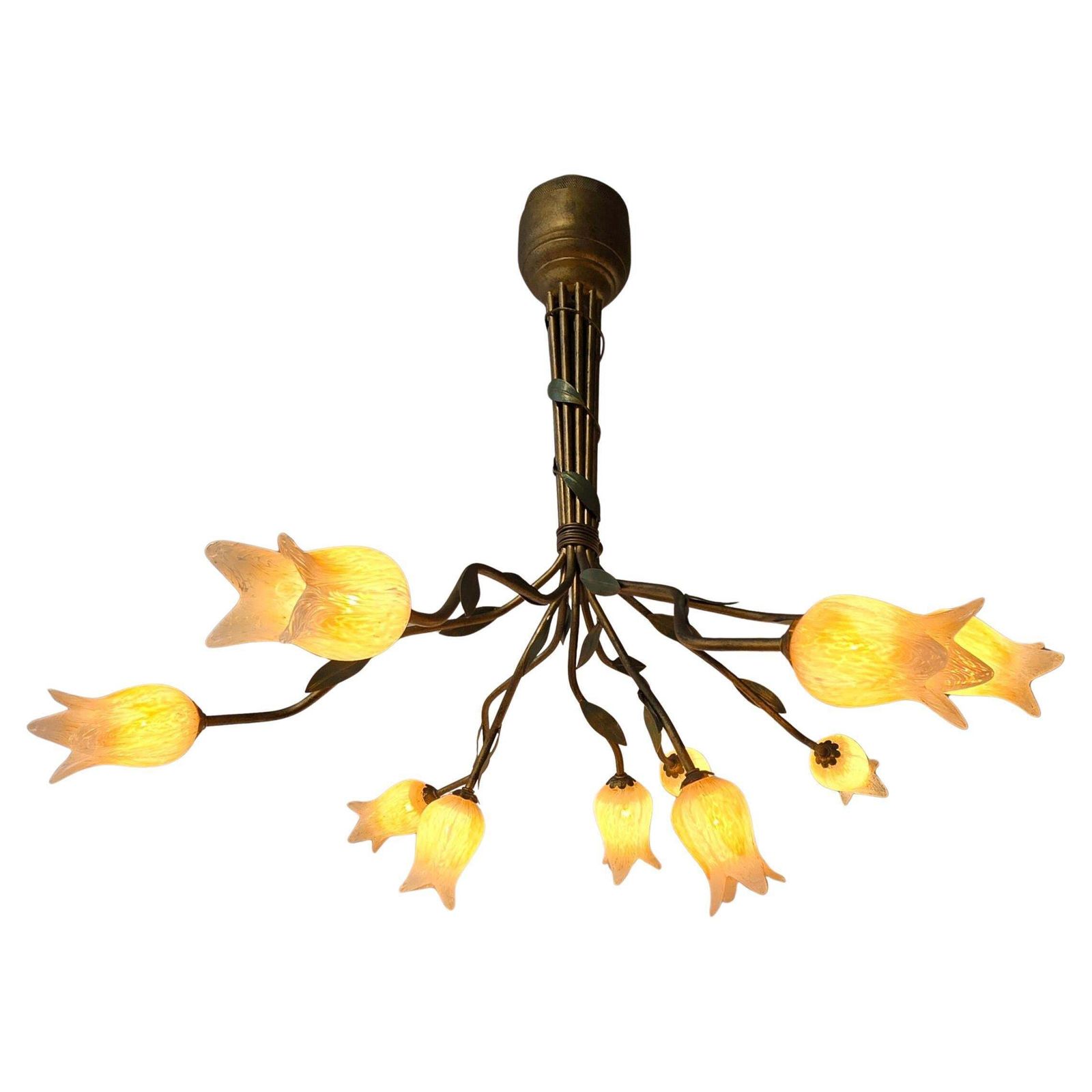 Two  Chandelier Pendant Lamp In Florentine Style With Glass Tulips Design photo Lighting