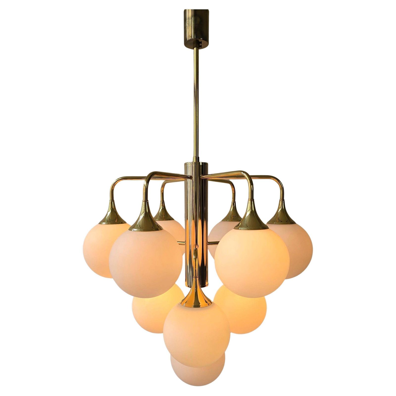 Exclusive Italian Chandelier With 10 Opaline Globes photo for sale