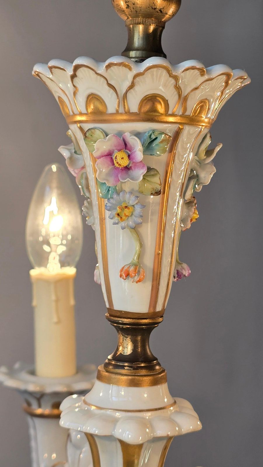 photo buy Baroque Porcelain Flower Chandelier Or Candelabra, Italy
