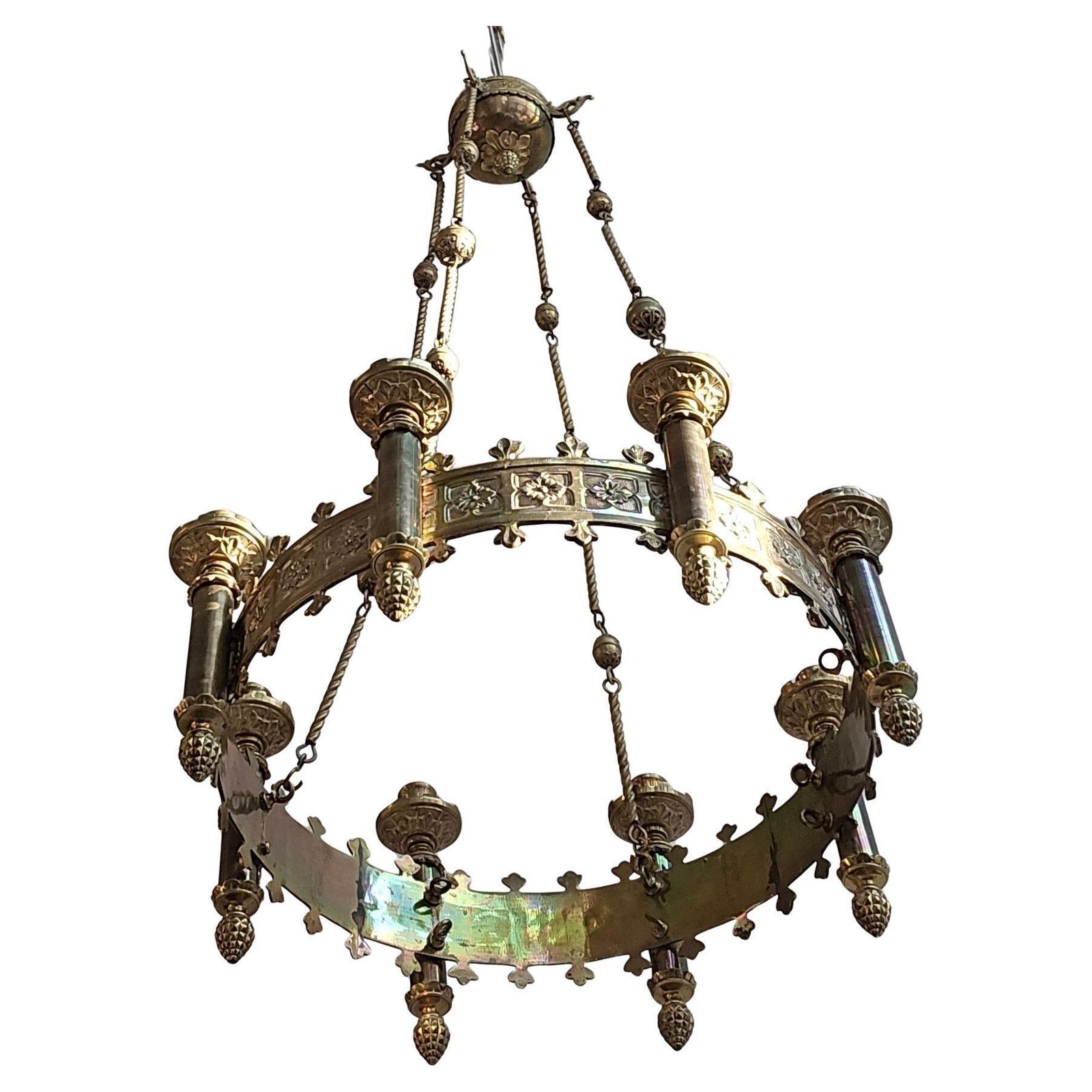 Gothic Revival Brass Church Sanctuary Lamp Candle Chandelier photo Lighting