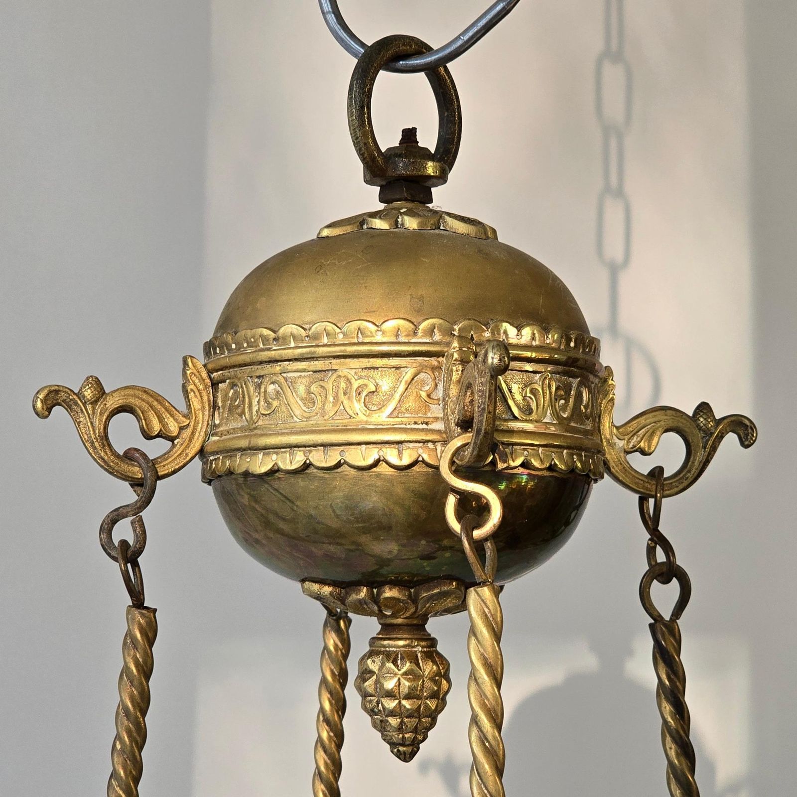 photo for sale Gothic Revival Brass Church Sanctuary Lamp Candle Chandelier