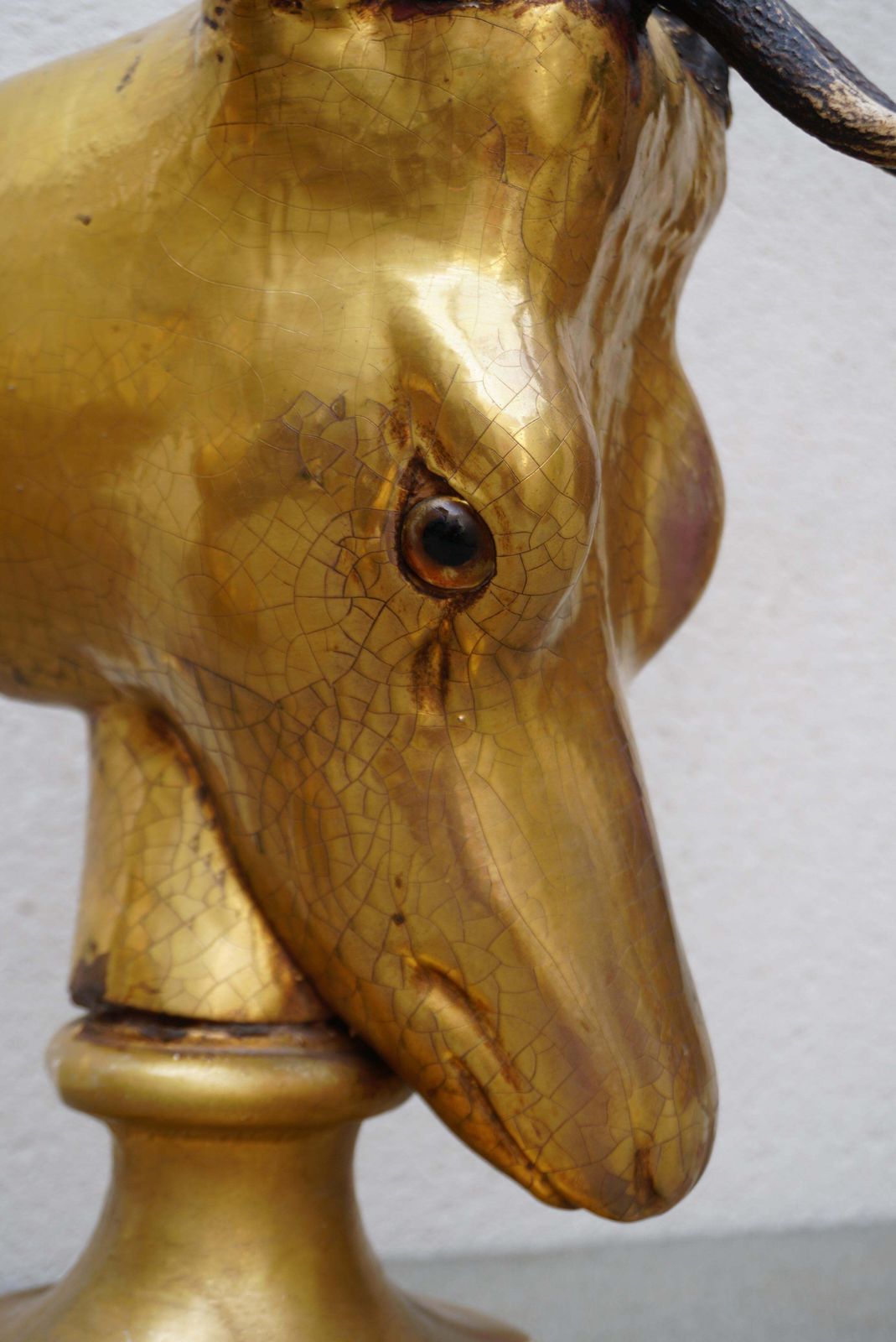 photo for sale Beautiful Pair Of Golden Deer Heads With Antlers And Flower Pots