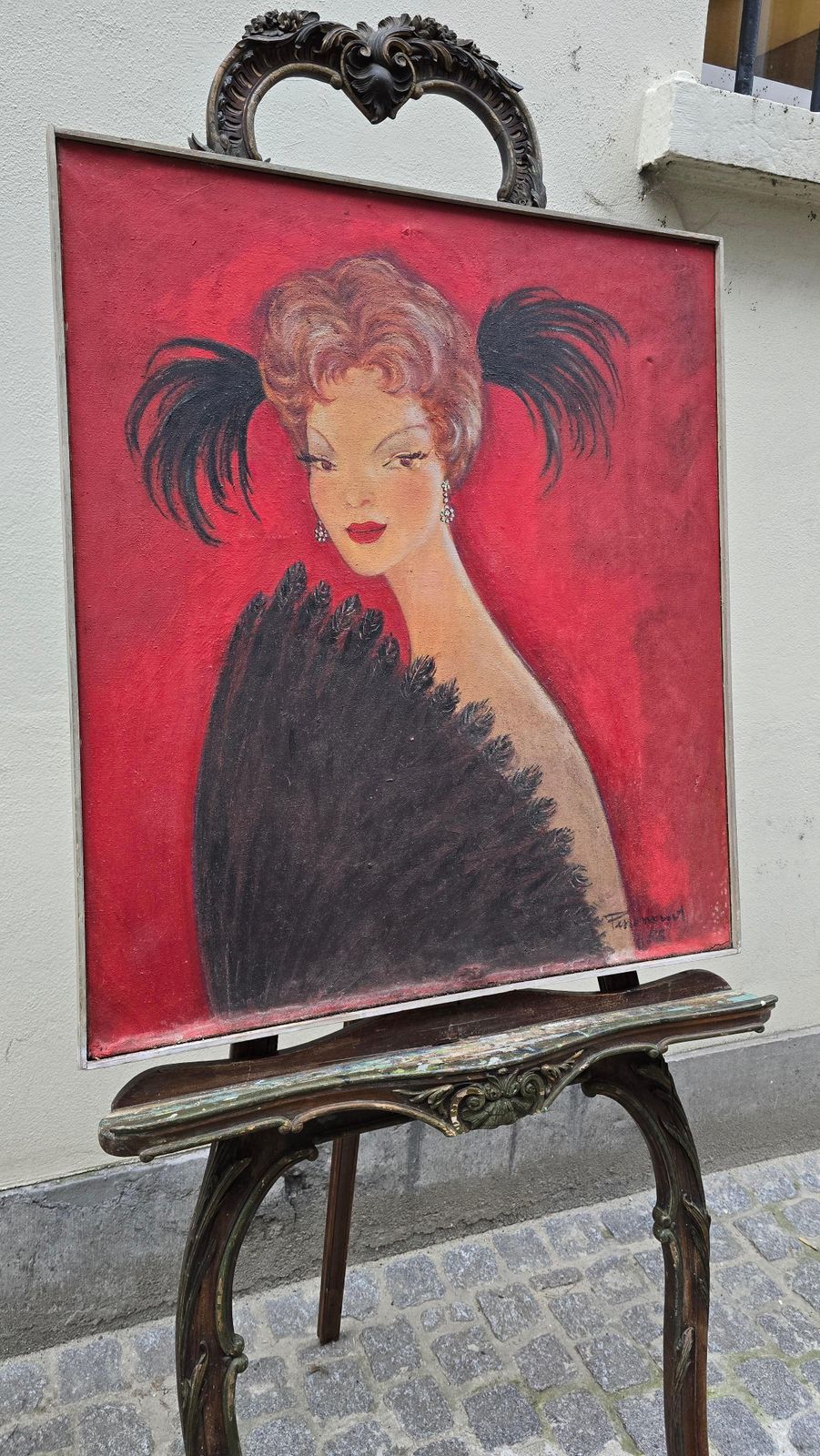Mid Century Portrait Of A Lady With A Fan, 1958 photo Art