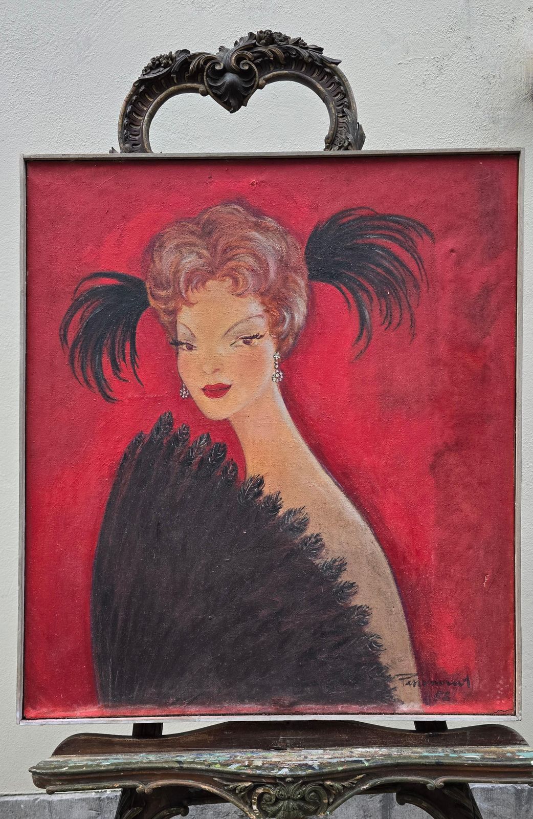Mid Century Portrait Of A Lady With A Fan, 1958 photo 1587.0