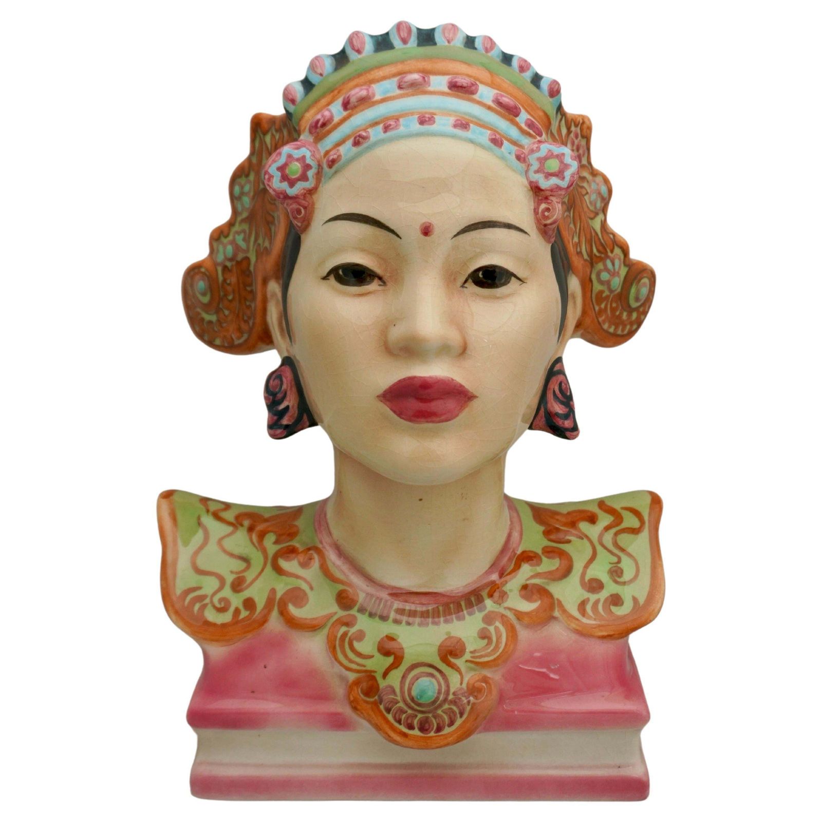 Goldscheider Polychrome Porcelain Bust Of A Balinese Dancer By Helen Liedloff