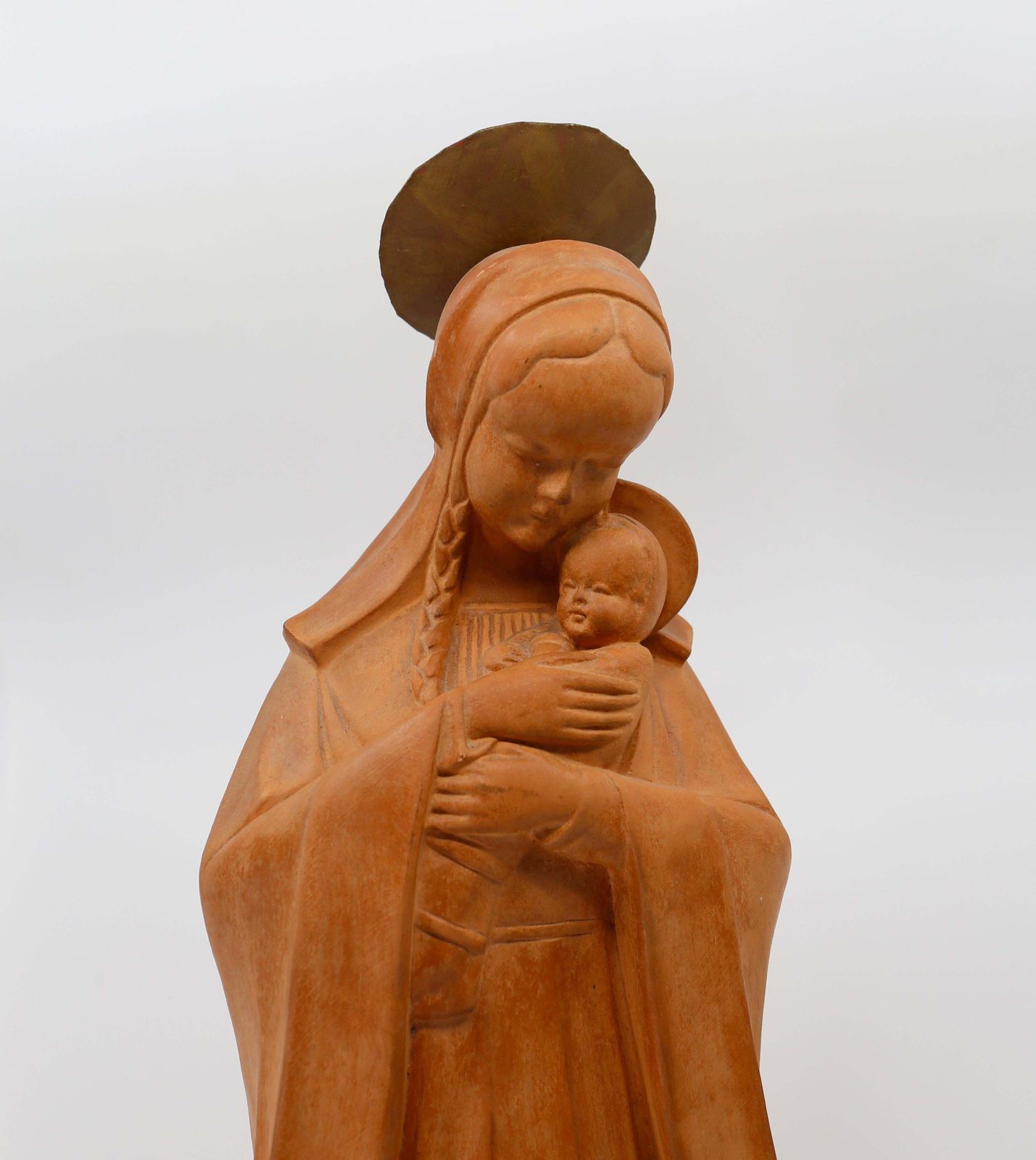 Art Madonna With Child Terracotta Sculpture photo