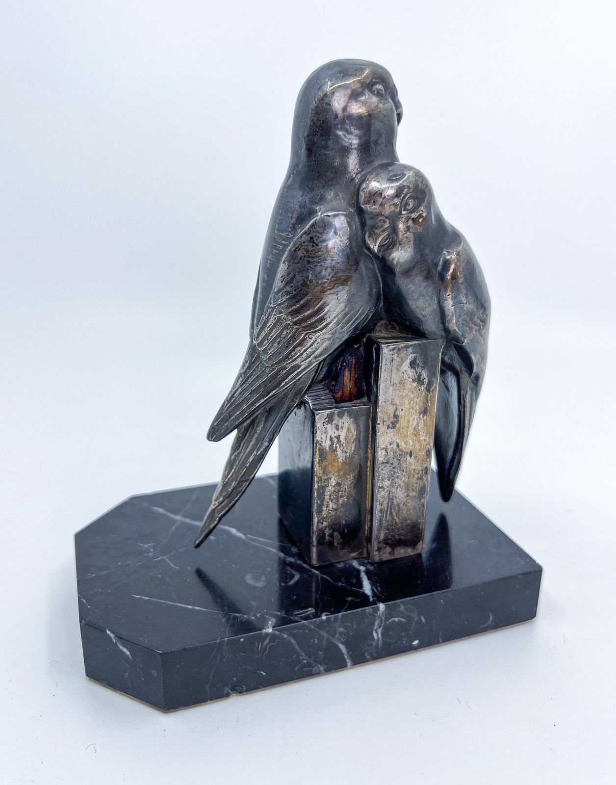 photo for sale Early 20th Century Art Deco Bookends With Birds