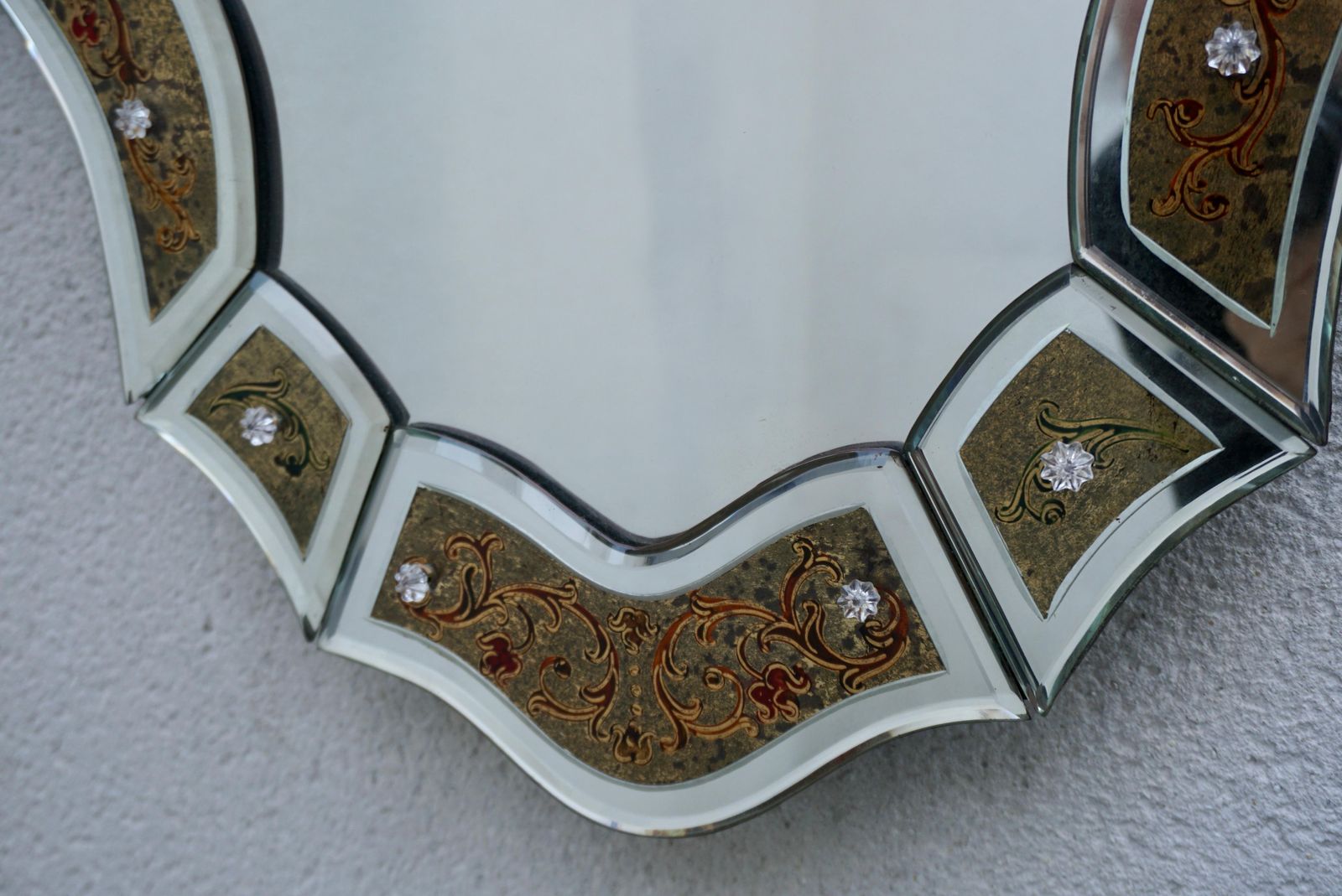 Eglomisé Venetian Mirror With Floral Details, Italy, 20th Century photo 1630.0